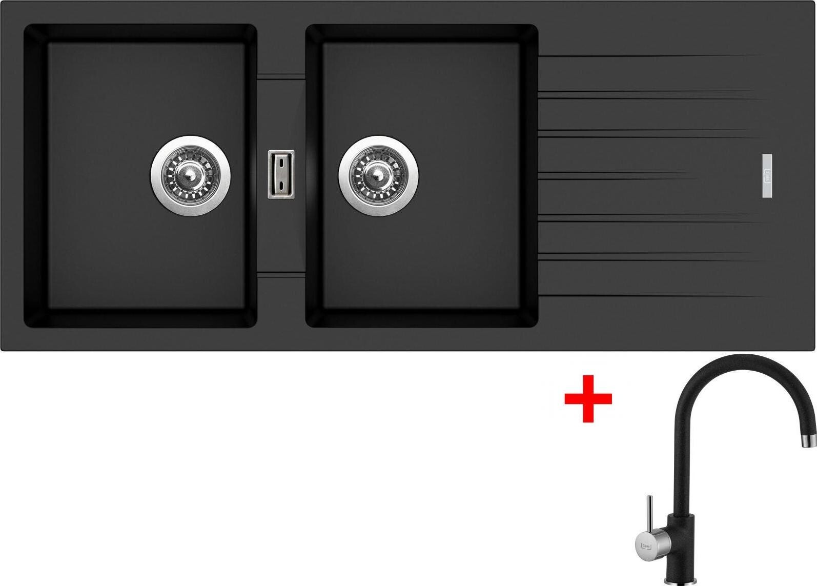 Sinks Perfecto 1160 Duo Metalblack + Vitalia GR