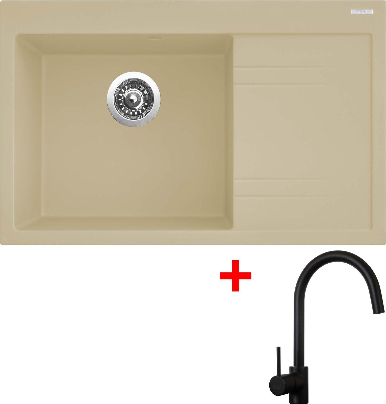 Sinks Rim 780 L Sahara + Vitalia, čierna, matná