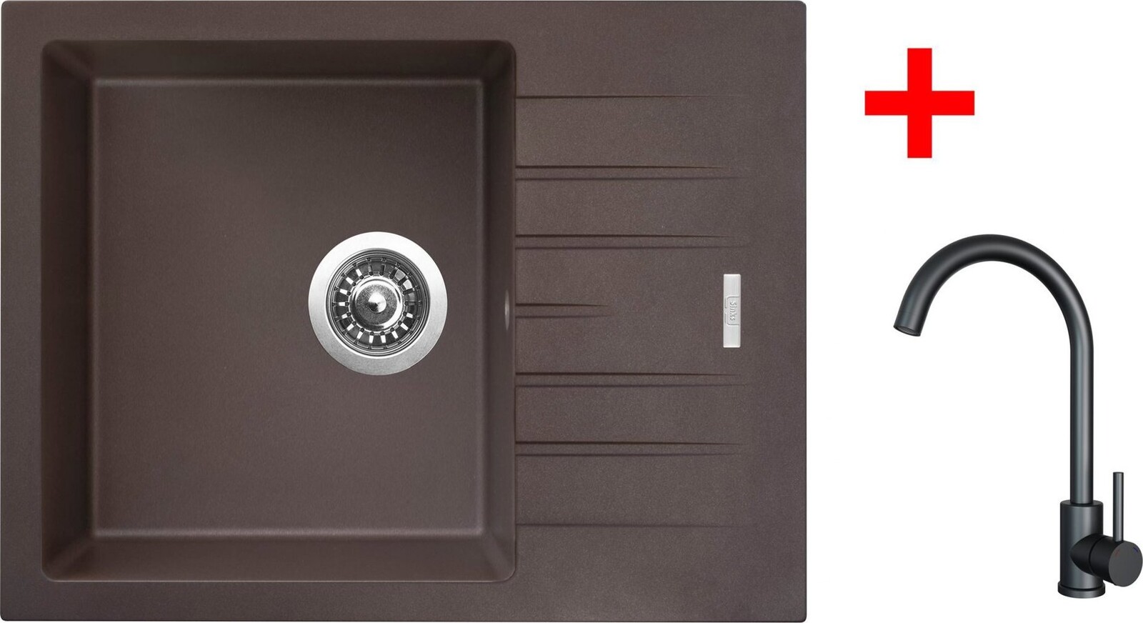 Sinks Perfecto 650 Marone + Arco čierny matný