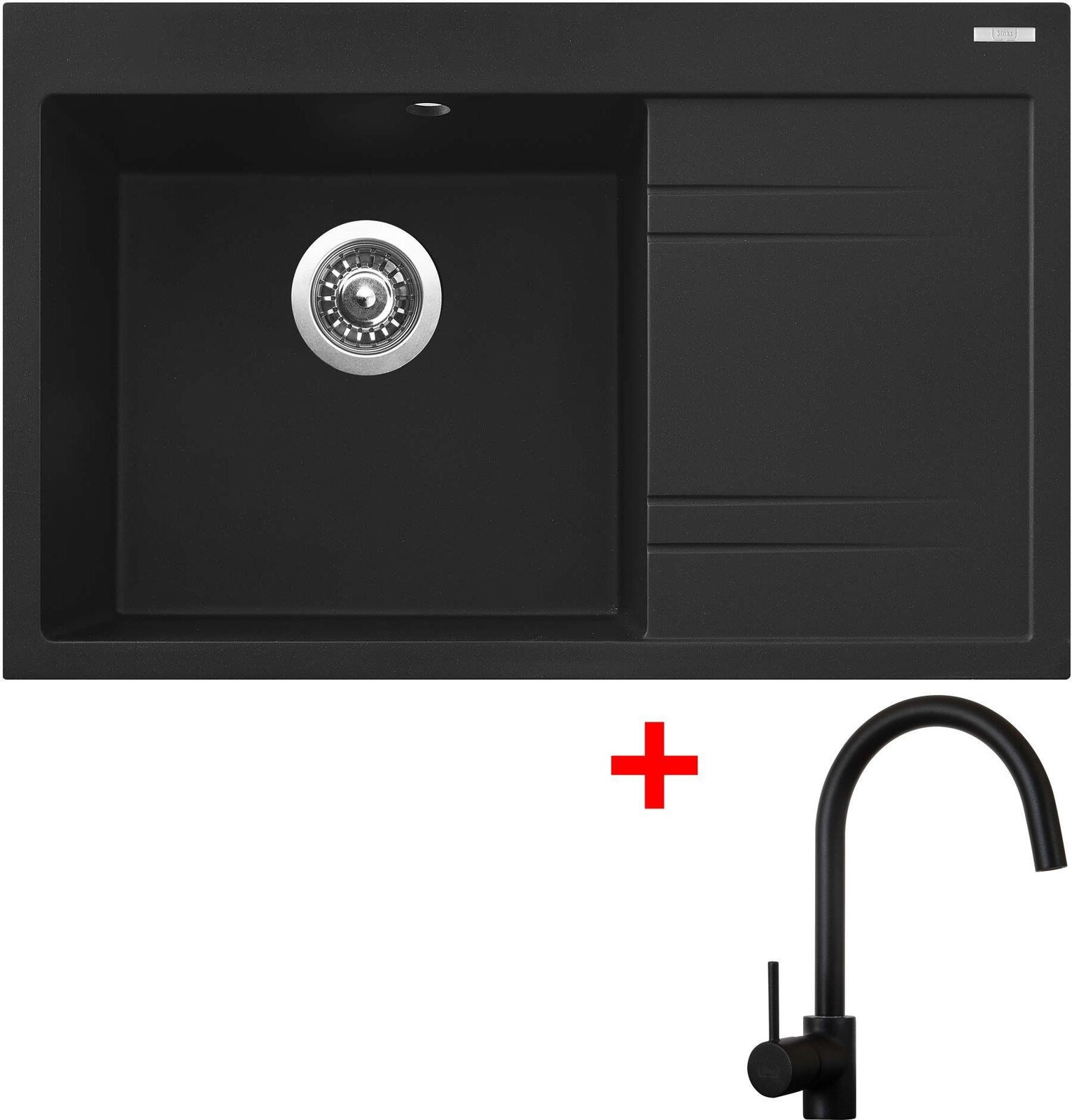Sinks Rim 780 L Metalblack + Vitalia, čierna, matná