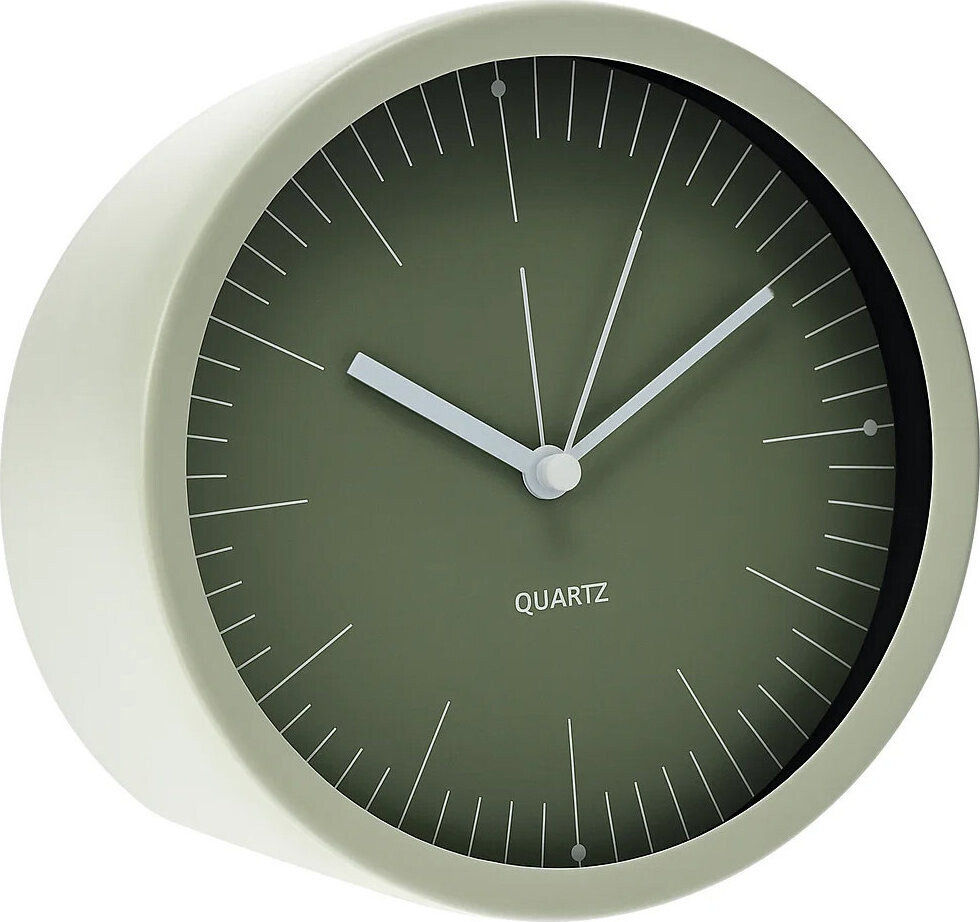 Home Styling Collection Stolové hodiny GIST, zelené, minimalistický ciferník, priemer 15 cm
