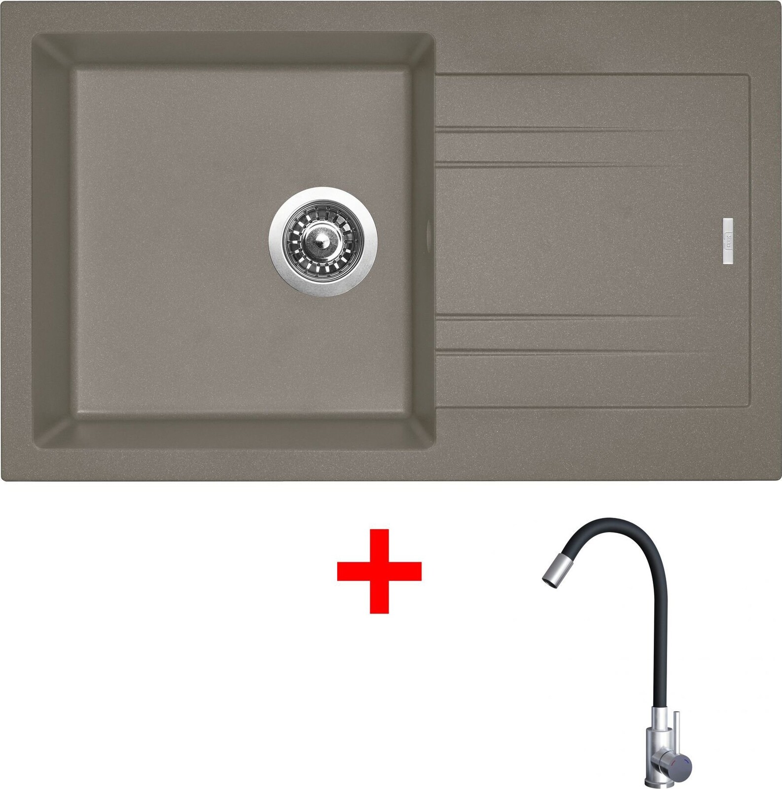 Sinks Linea 780 Truffle + Elasta nehrdzavejúca oceľ/čierny