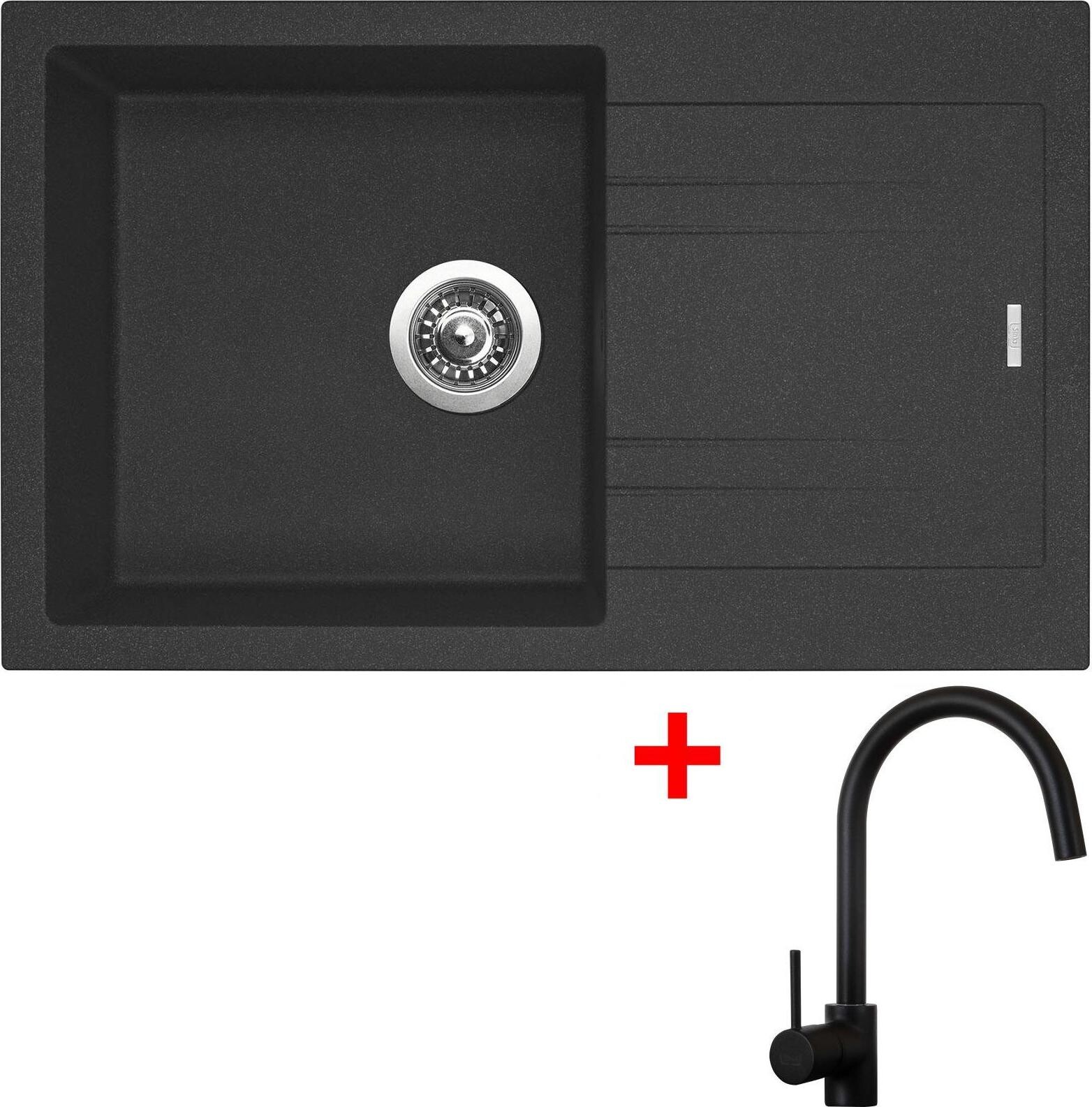 Sinks Linea 780 Granblack + Vitalia, čierna, matná