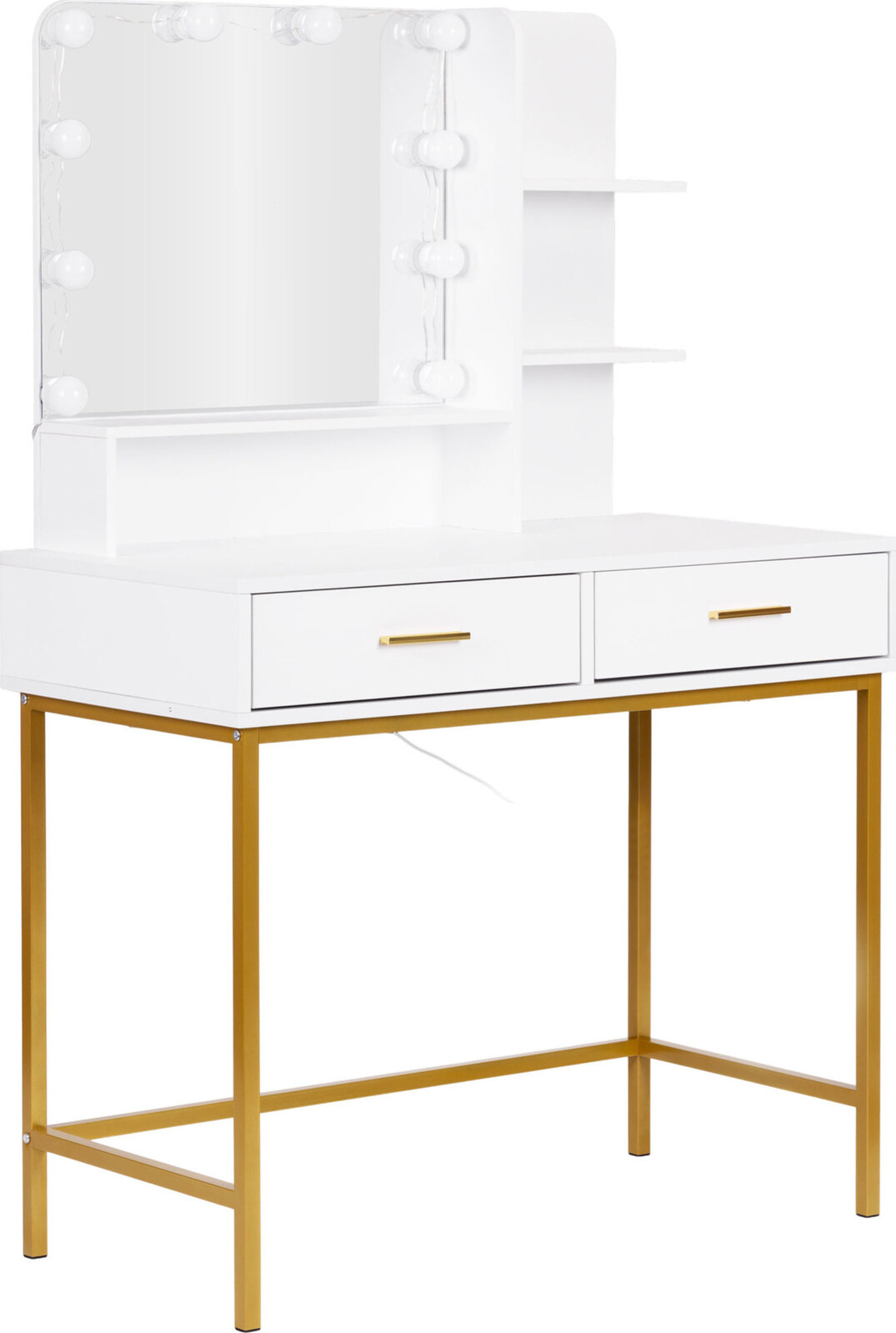 ModernHome FH-DT200067 Toaletný stolík so zrkadlom a LED osvetlením, biely