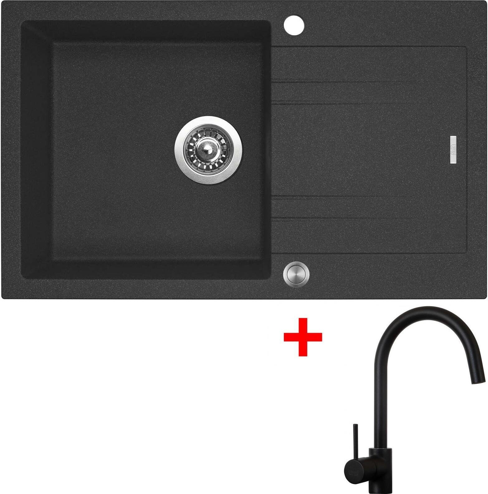 Sinks Linea 780 XC Granblack + Vitalia, čierna, matná