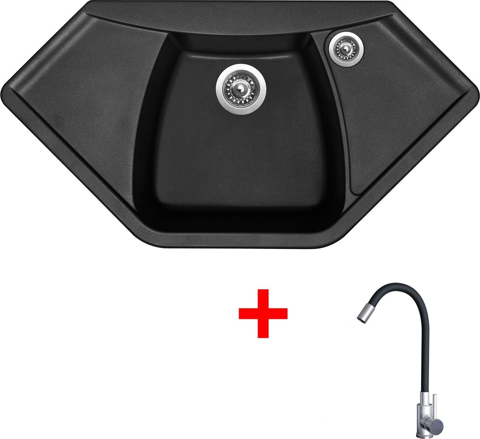 Sinks Naiky 980 Pureblack + Elasta nehrdzavejúca oceľ/čierny