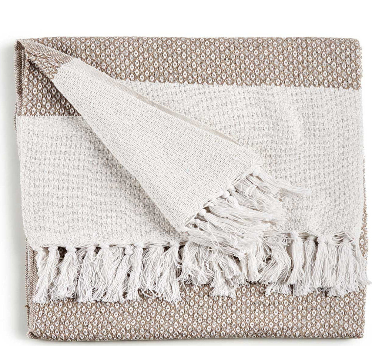 Giftdecor Bavlněný přehoz na postel, 130 × 160 cm, béžový