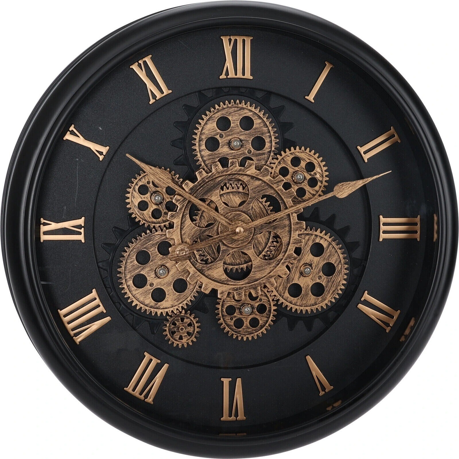 Home Styling Collection Nástěnné hodiny s viditelným mechanismem, průměr 40 cm, černé