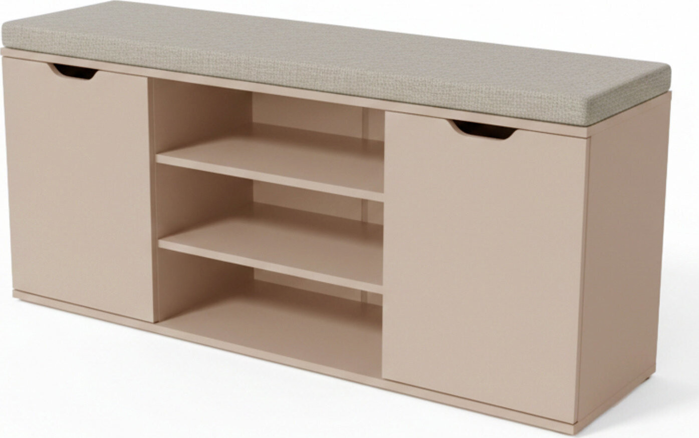 BOXIMO Botník biely so sedadlom PORTA, 103 × 30 × 46 cm, béžový