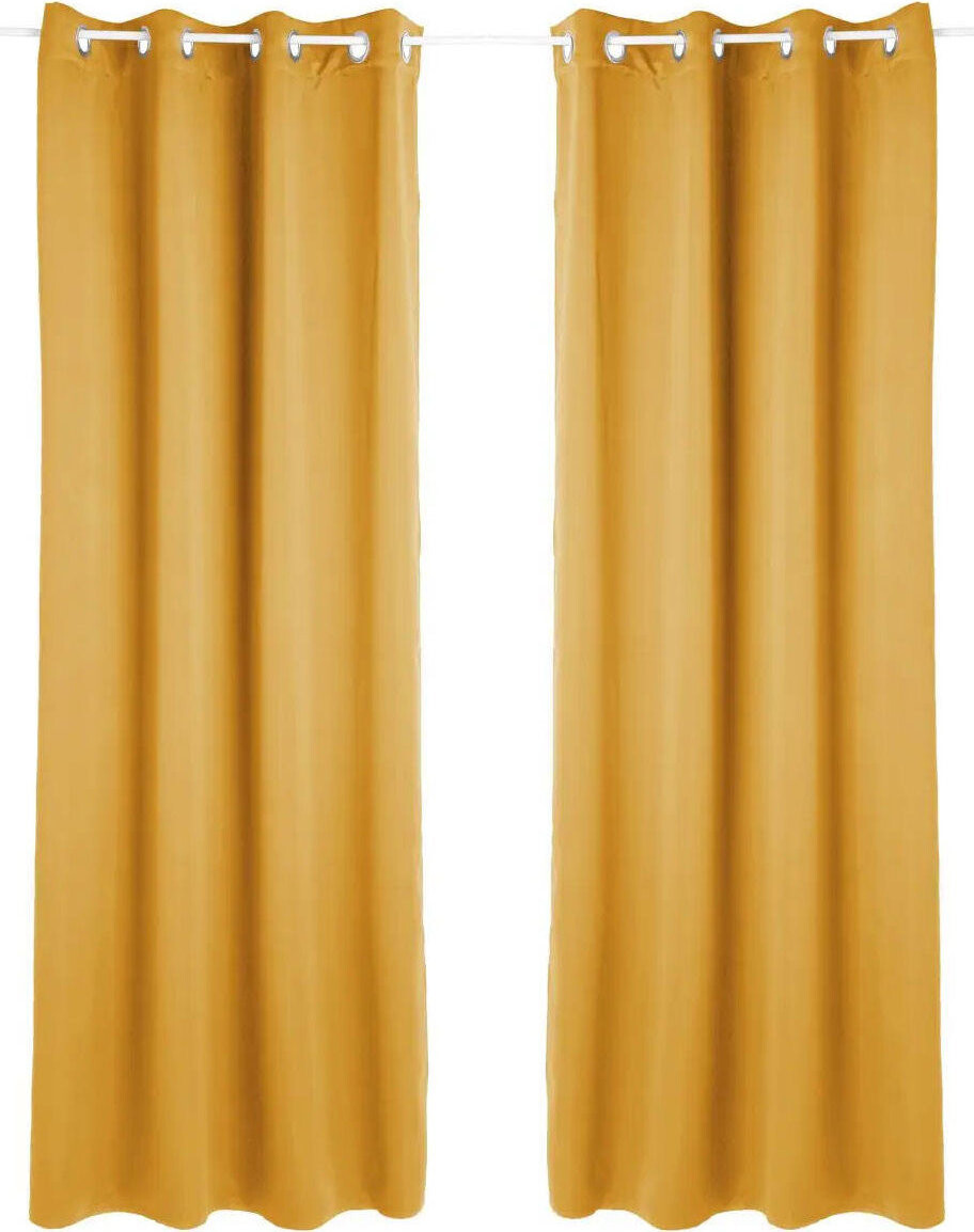Atmosphera Zatemňovací závěs s kroužky, 135 × 240 cm, 2 ks, žlutý