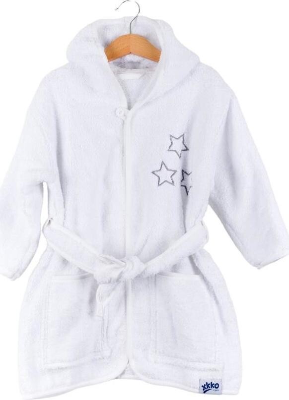 KIKKO XKKO Organic Dětský župan, biobavlněný, froté - White Stars, 12 - 24 m