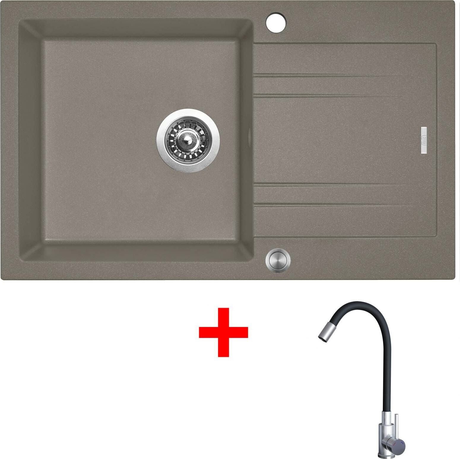 Sinks Linea 780 XC Truffle + Elasta nerez/černý