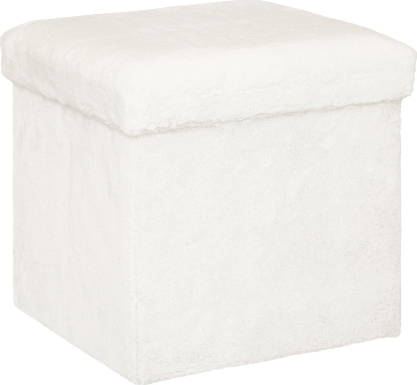 Atmosphera Úložný pouf EZZIO, látka, s boucle efektem, 38 × 38 × 38 cm, bílý