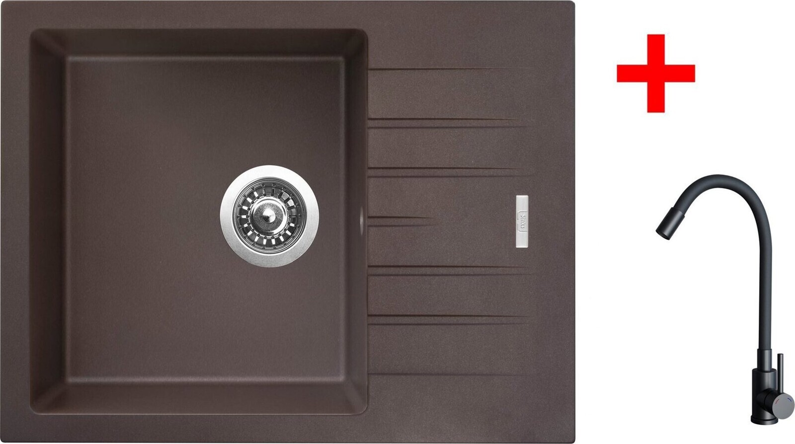 Sinks Perfecto 650 Marone + Elasta černý matný