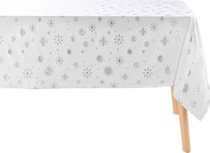 Douceur d'intérieur Obdélníkový ubrus se stříbrným zdobením Astrelia 140 × 240 cm, bílý