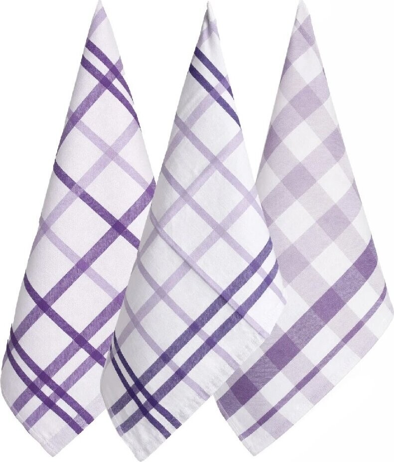ARÔME HOME Kuchyňské utěrky Fialové káro, kombinace, 3 ks