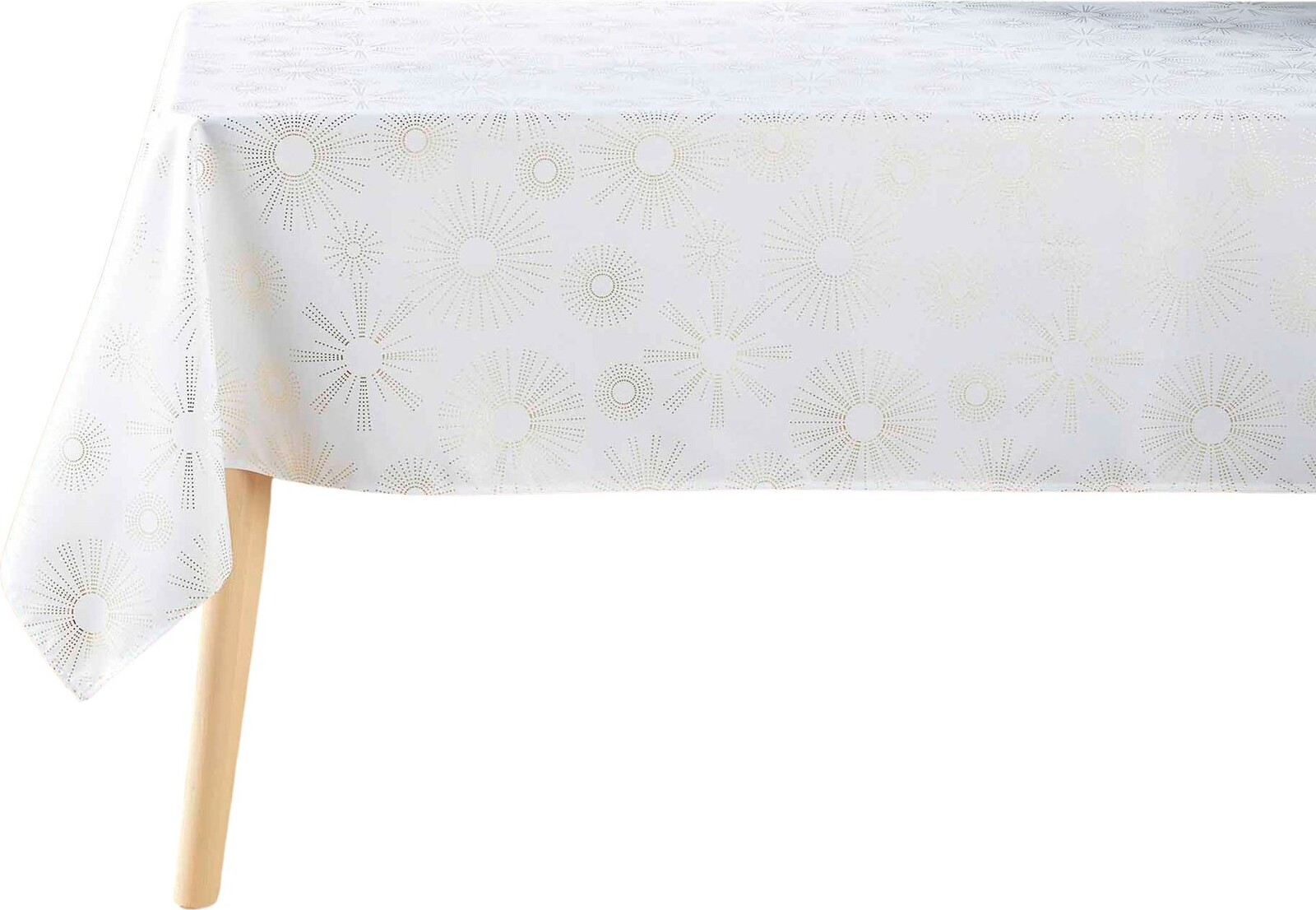 Douceur d'intérieur Bílý ubrus se zlatým zdobením Pampille 150 × 240 cm