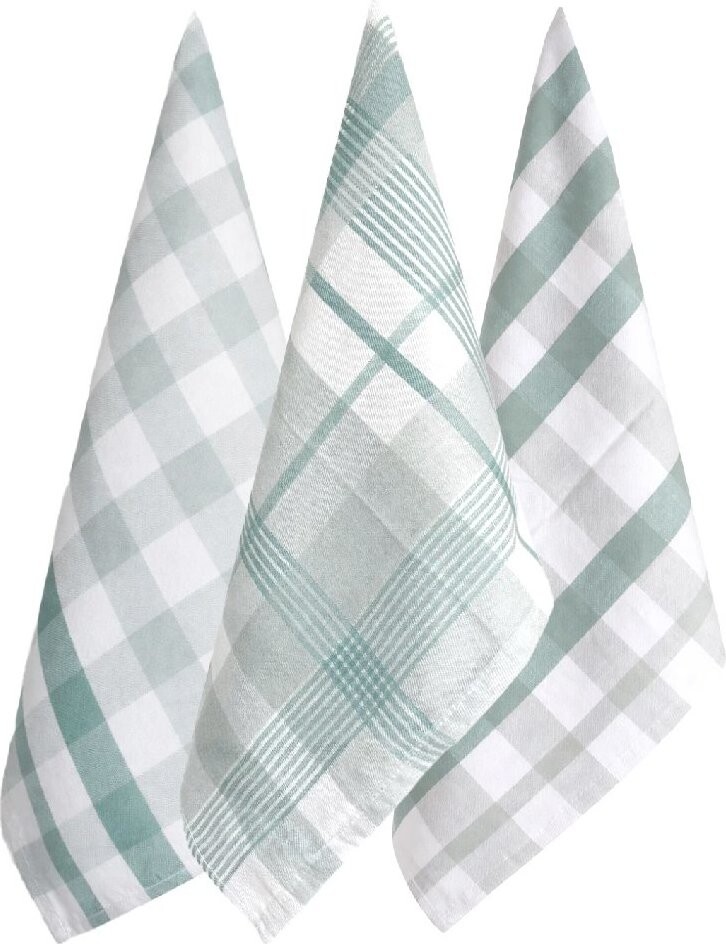 ARÔME HOME Kuchyňské utěrky Zelené káro, kombinace, 3 ks