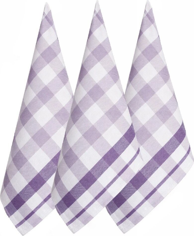 ARÔME HOME Kuchyňské utěrky Fialové káro, malé, 3 ks