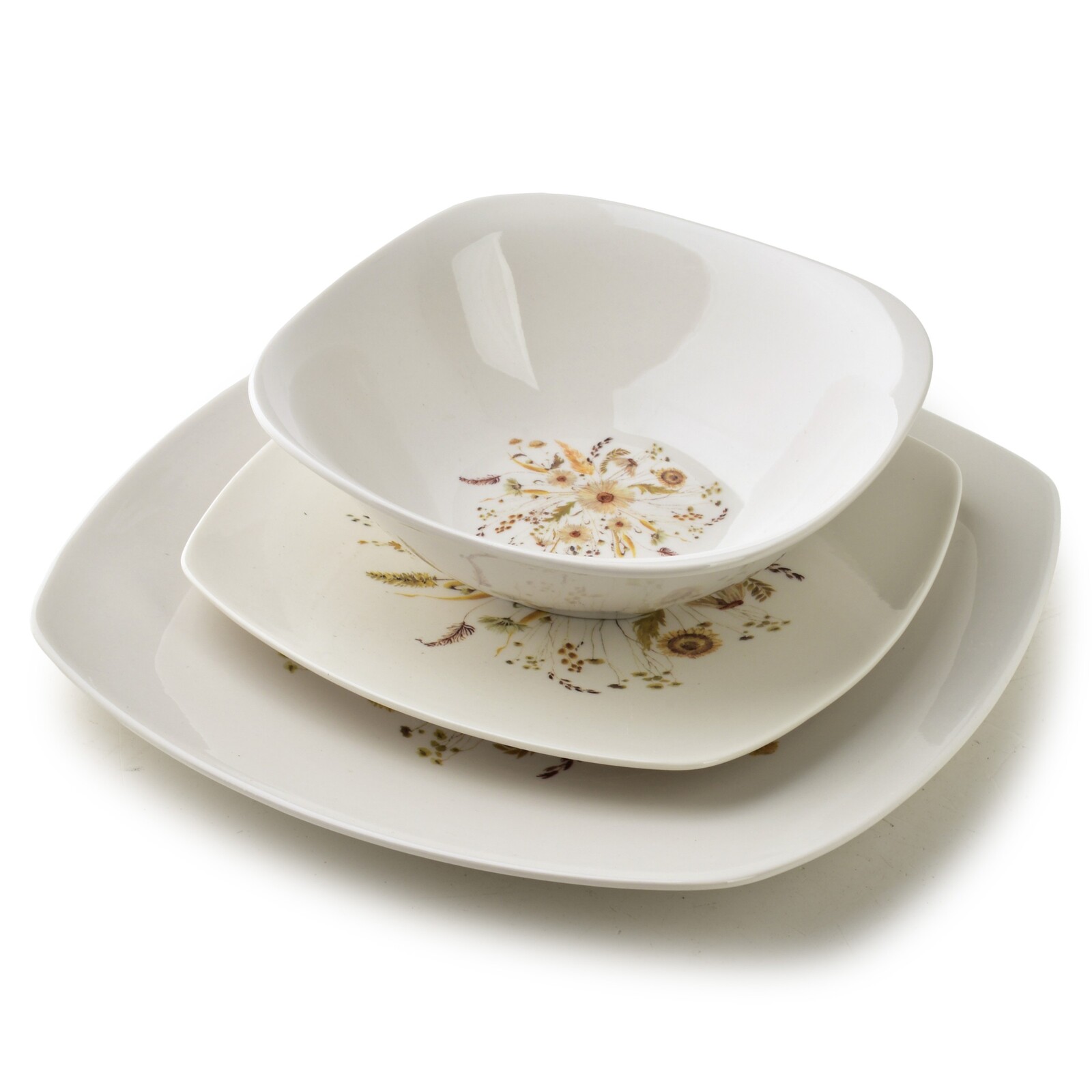 Porcelánová jídelní sada LEA Beige 18 ks bílá/béžová