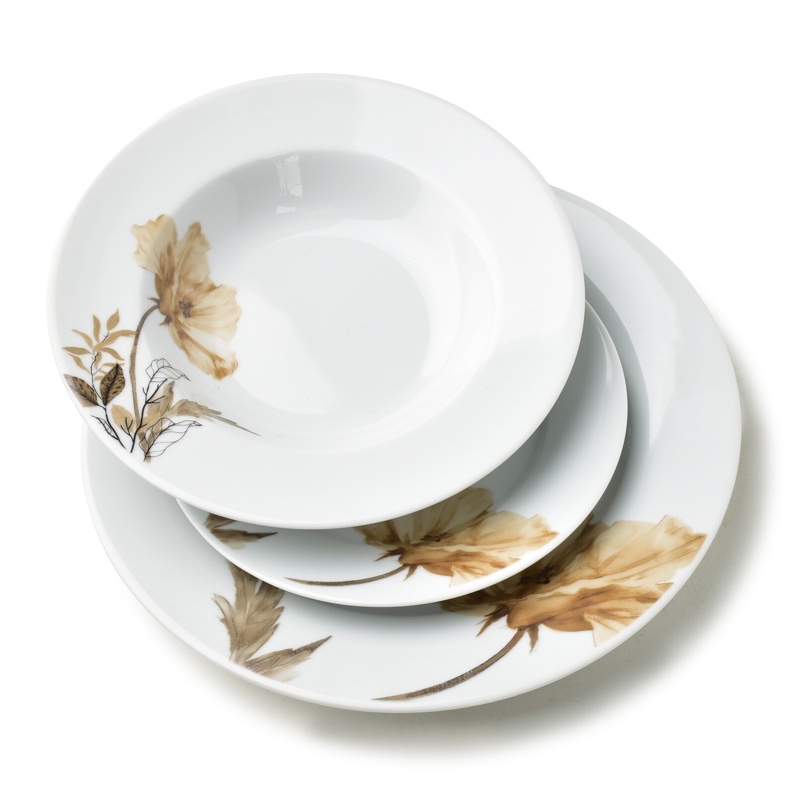 Porcelánová jídelní sada LEA Beige II 18 ks bílá/béžová
