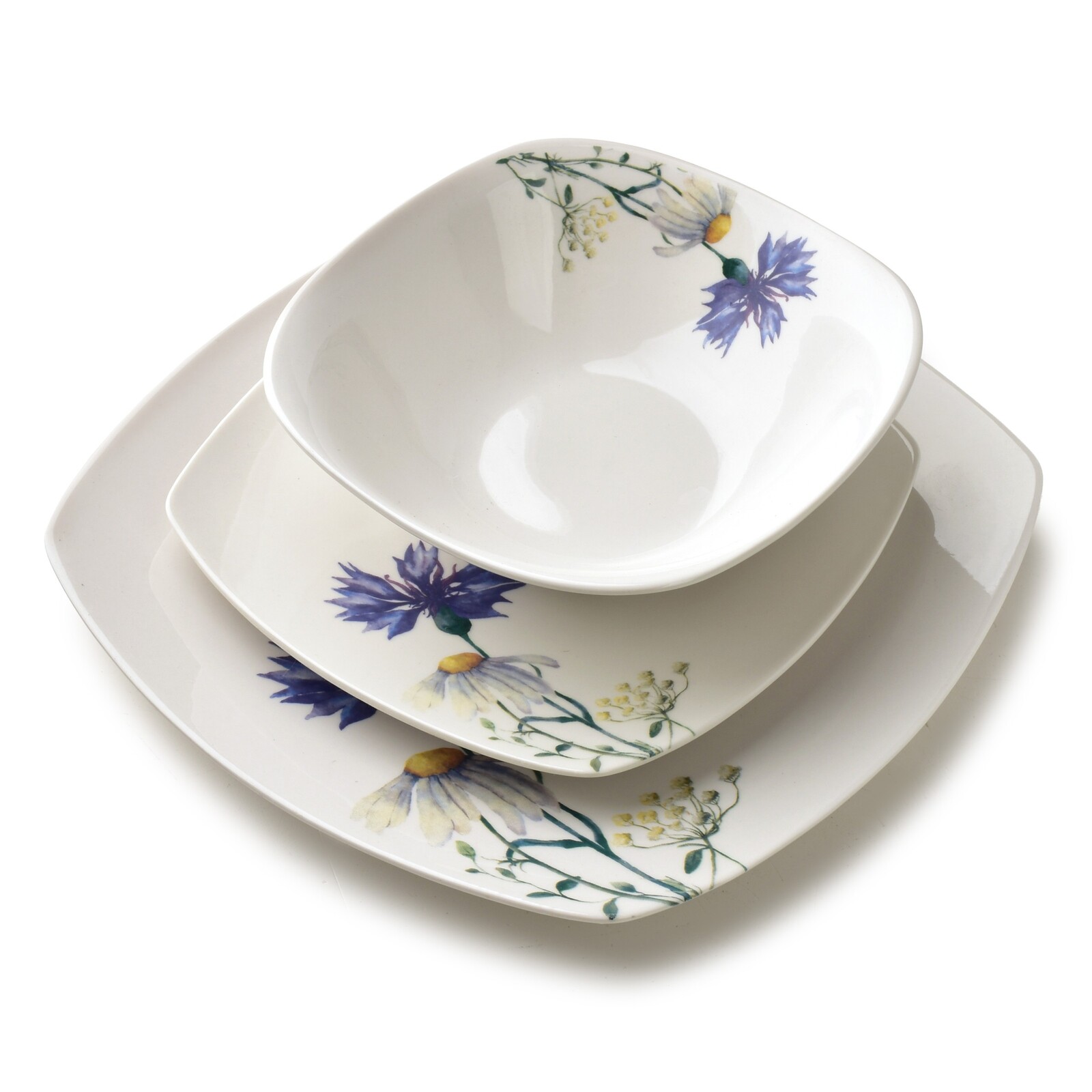 Porcelánová jídelní sada LEA Cornflower 18 ks bílá/modrá