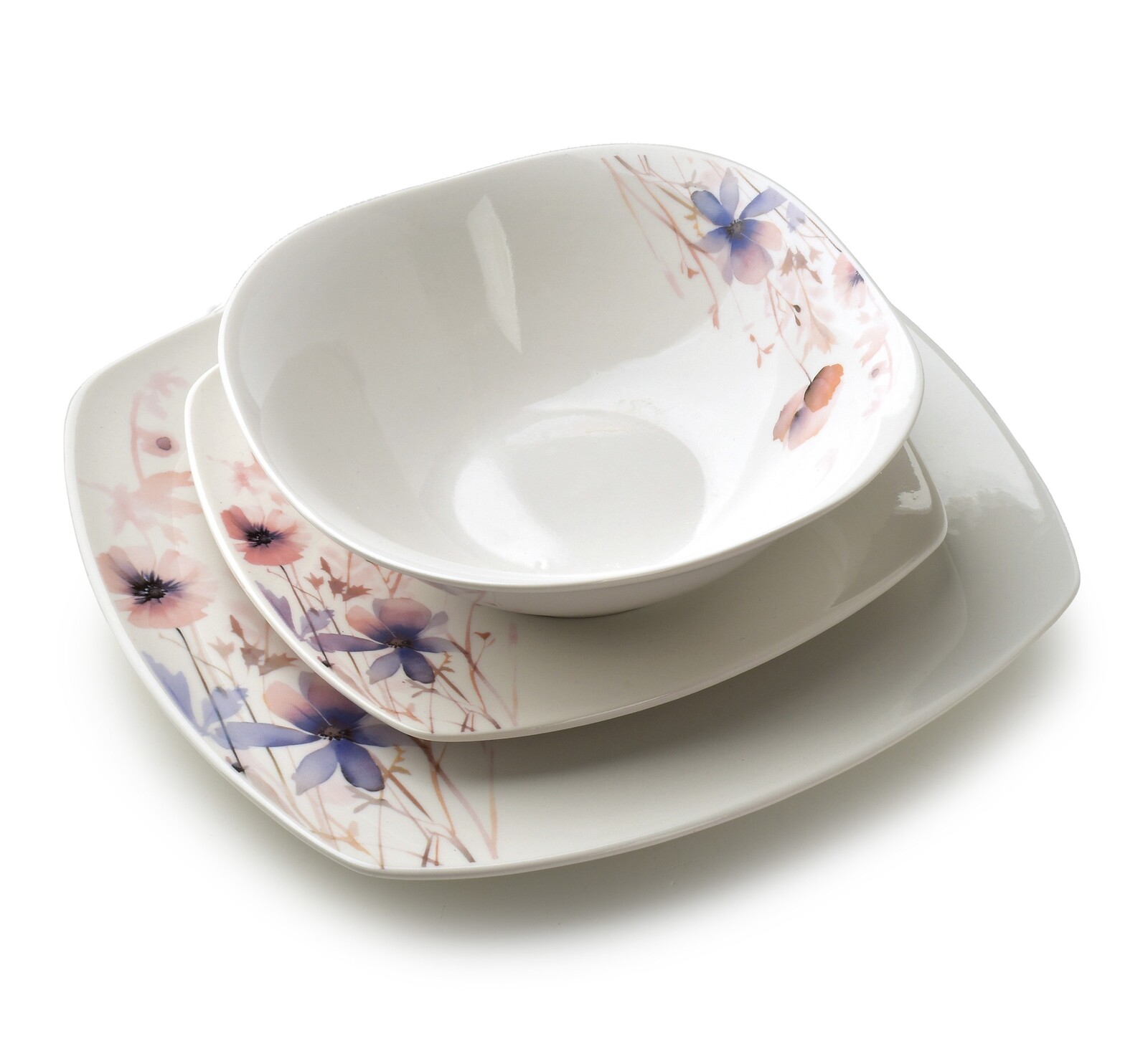 Porcelánová jídelní sada LEA Delicate 18 ks bílá/růžová