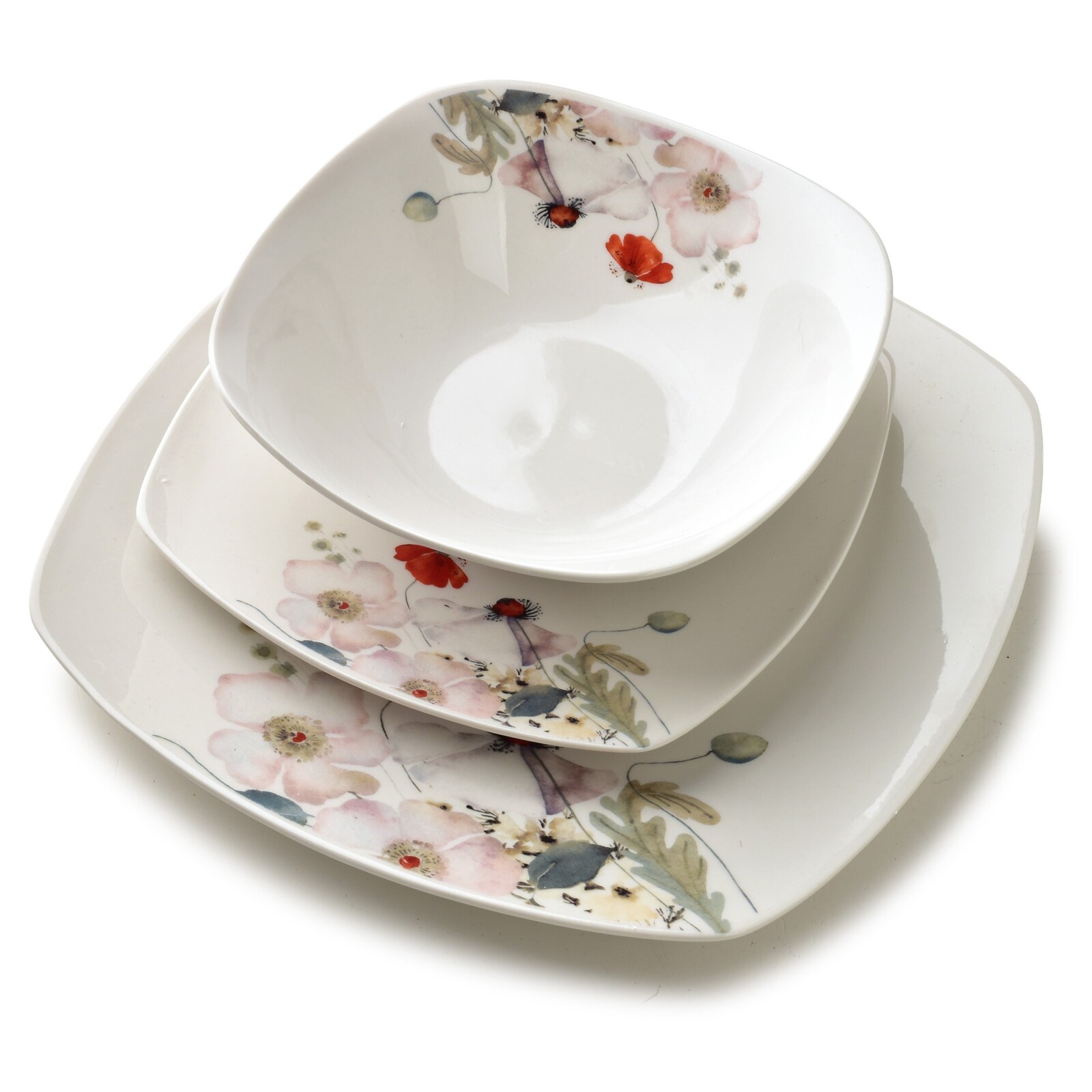 Porcelánová jídelní sada LEA Light 18 ks bílá/barevná