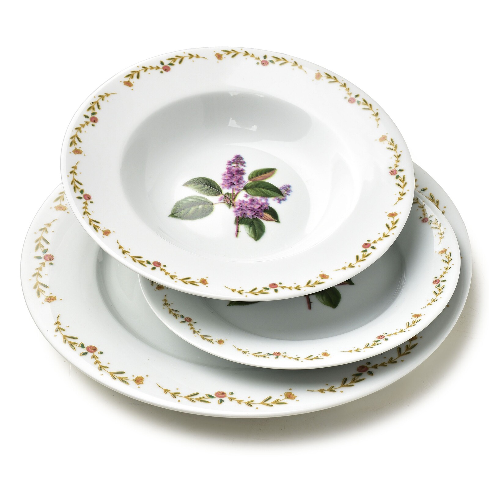 Porcelánová jídelní sada LEA Lilac 18 ks bílá/fialová