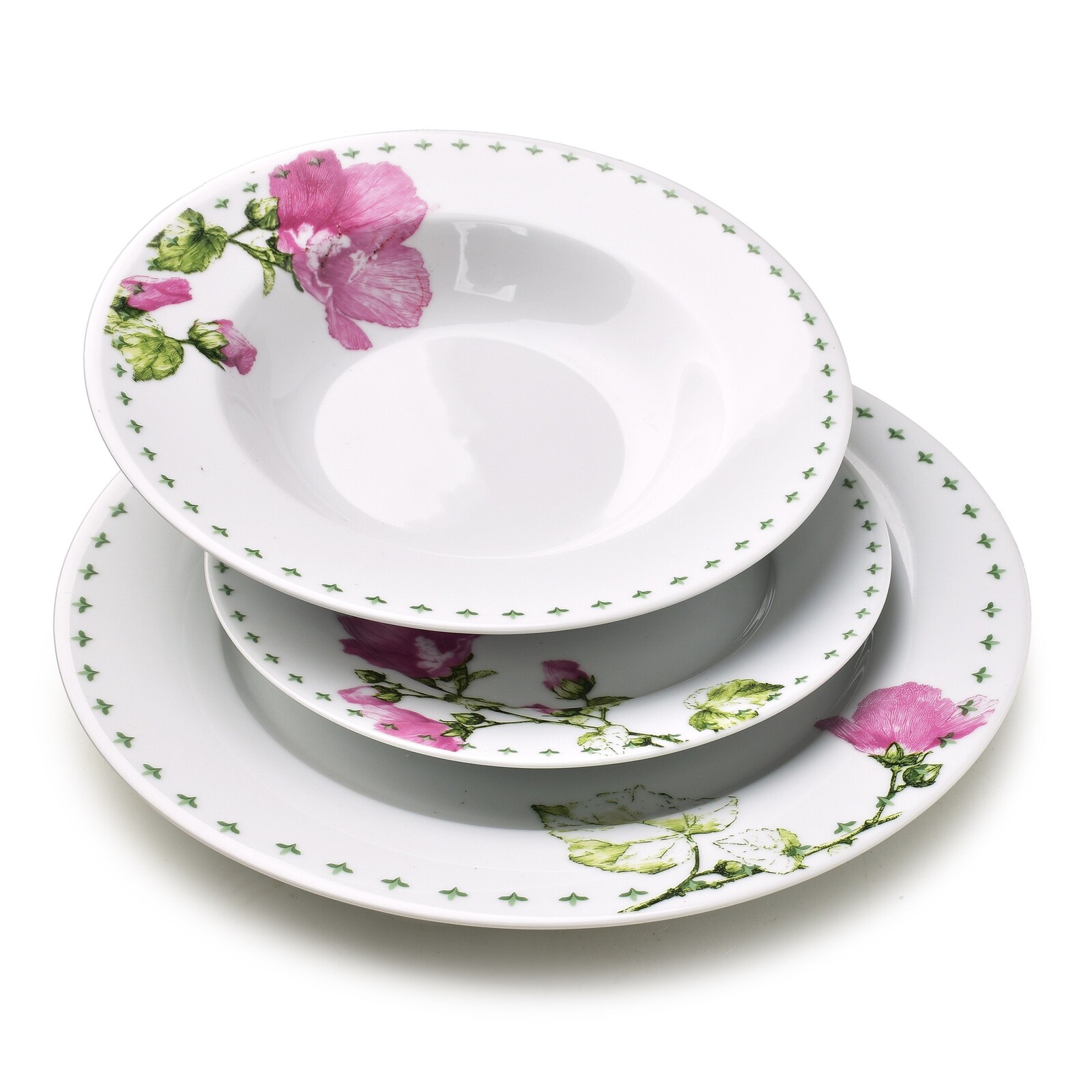 Porcelánová jídelní sada LEA Mallow 18 ks bílá/růžová