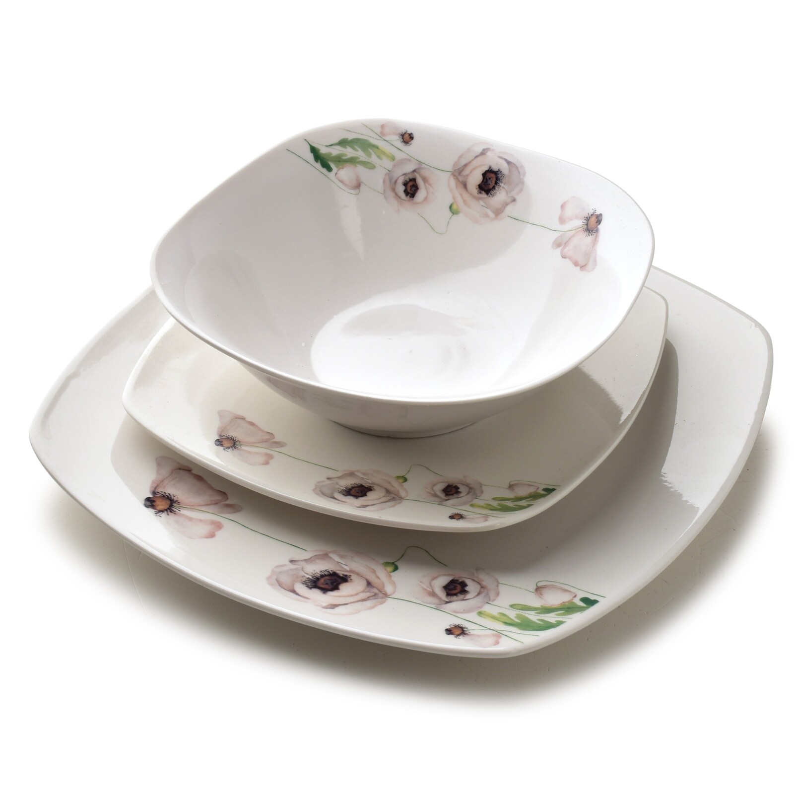 Porcelánová jídelní sada LEA Pink 18 ks bílá/růžová