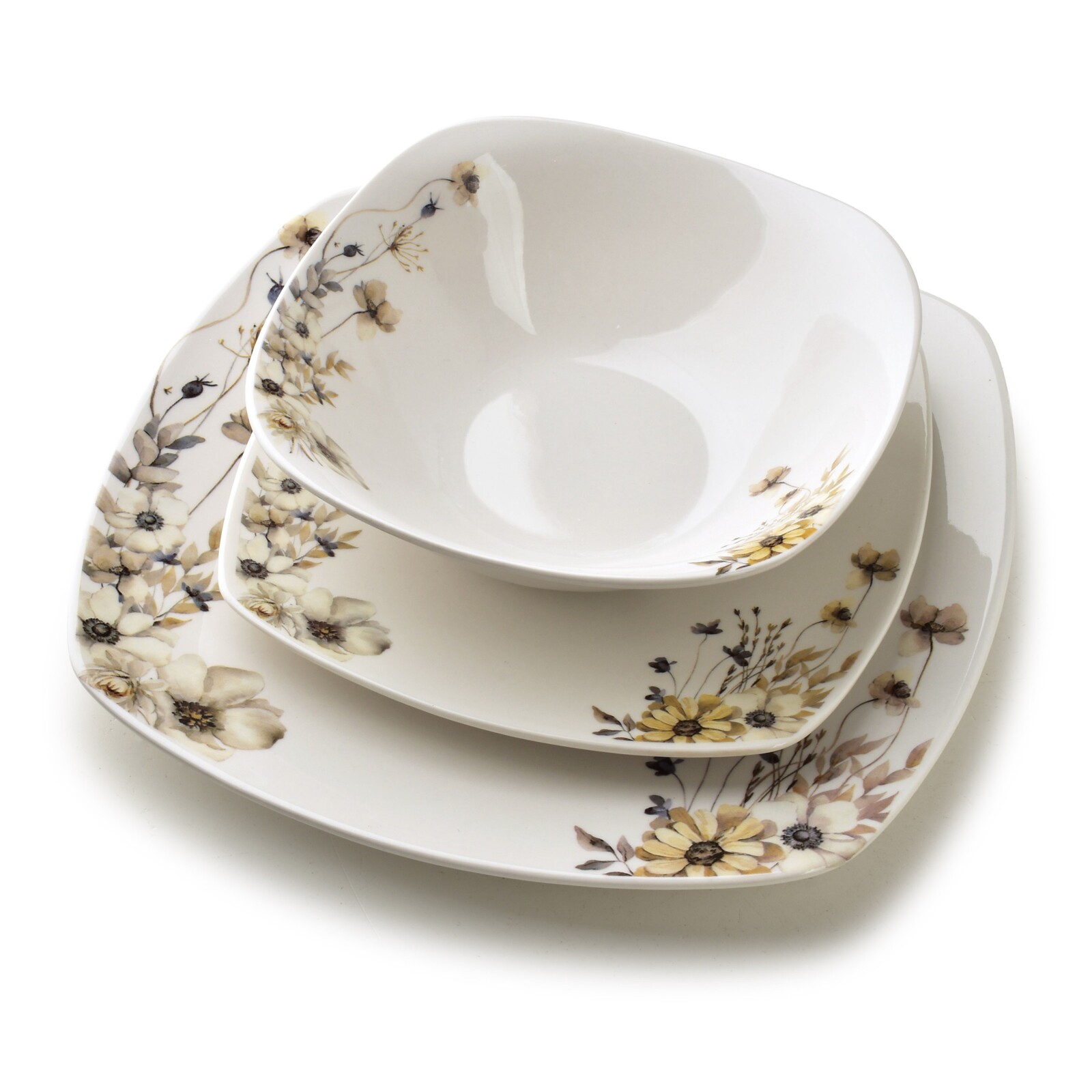 Porcelánová jídelní sada LEA Prime 18 ks bílá/béžová