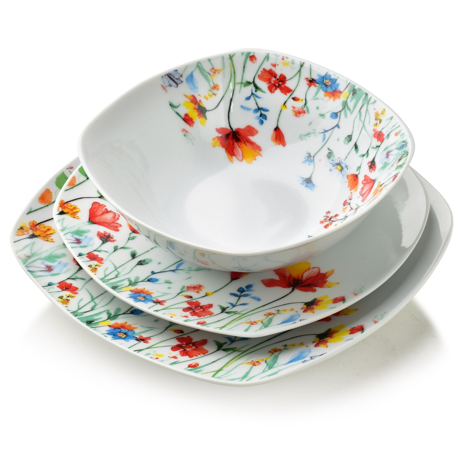 Porcelánová jídelní sada LEA Smooth 18 ks bílá/barevná