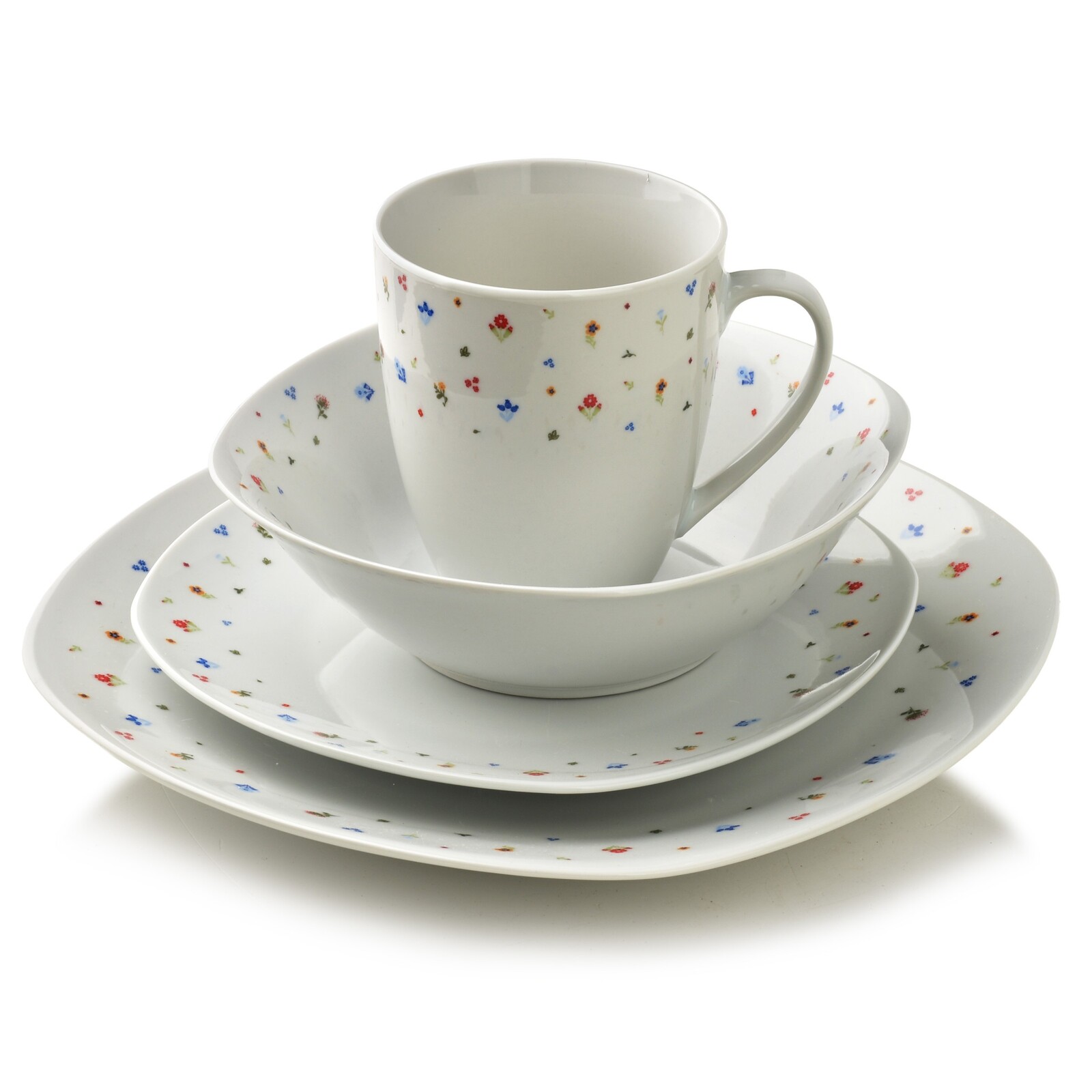 Porcelánová jídelní sada s hrníčkem LEA Mini 16 ks bílá/barevná