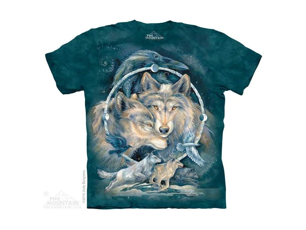Pánske batikované tričko The Mountain - Indiánsky Vlčí Dreamcatcher Veľkosť: M