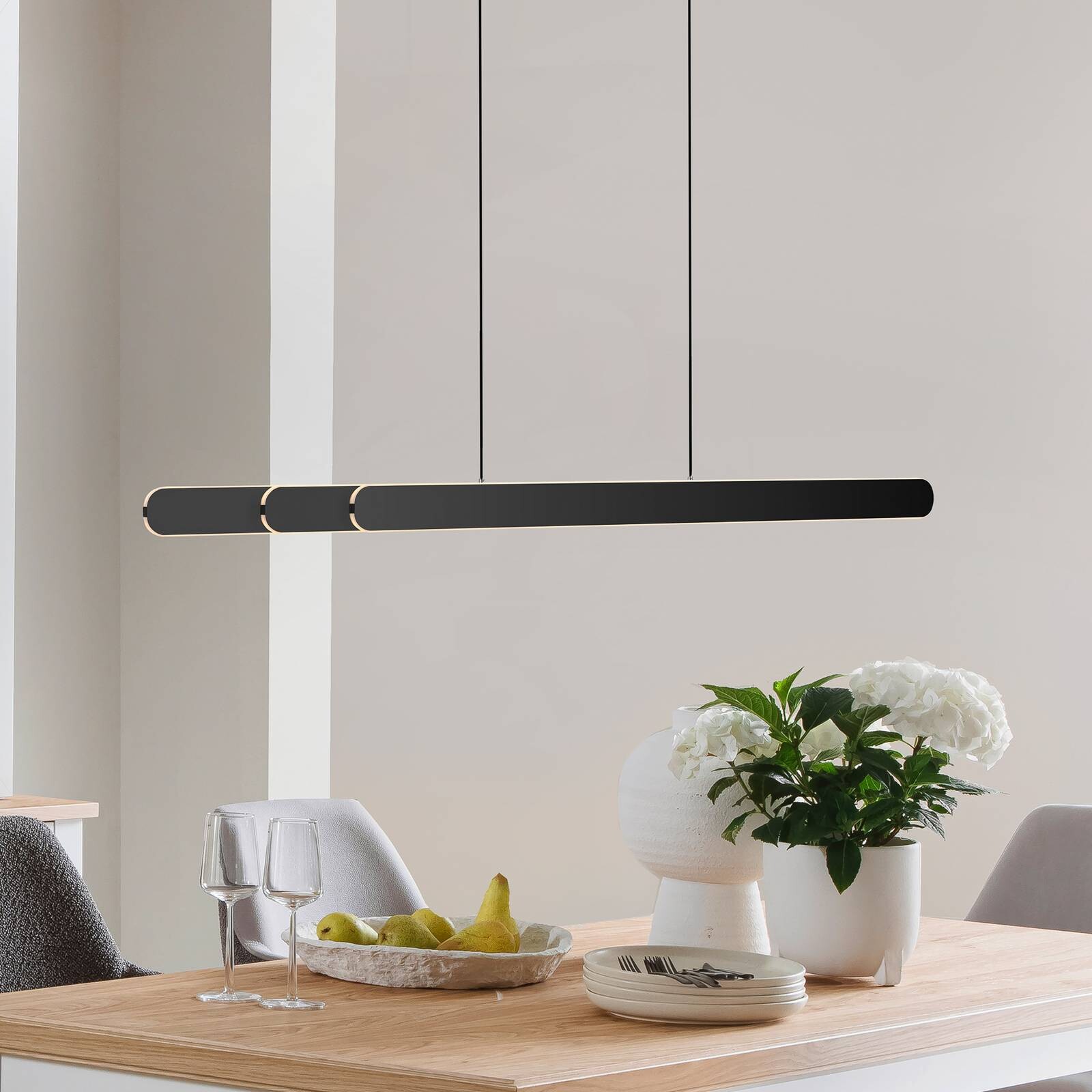 LED závesné svietidlo ADRIANA ROUND čierna, dĺžka 160 cm, kov, CCT
