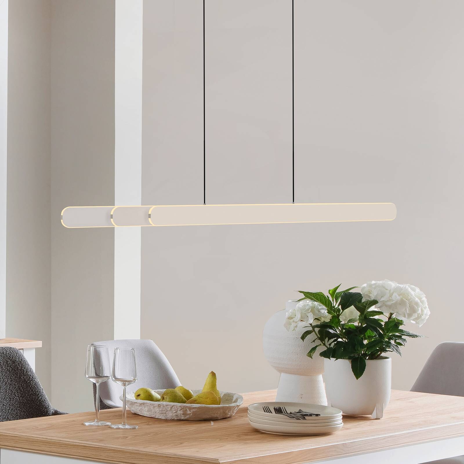 LED závesné svietidlo ADRIANA ROUND, béžová, dĺžka 160 cm, kov, CCT