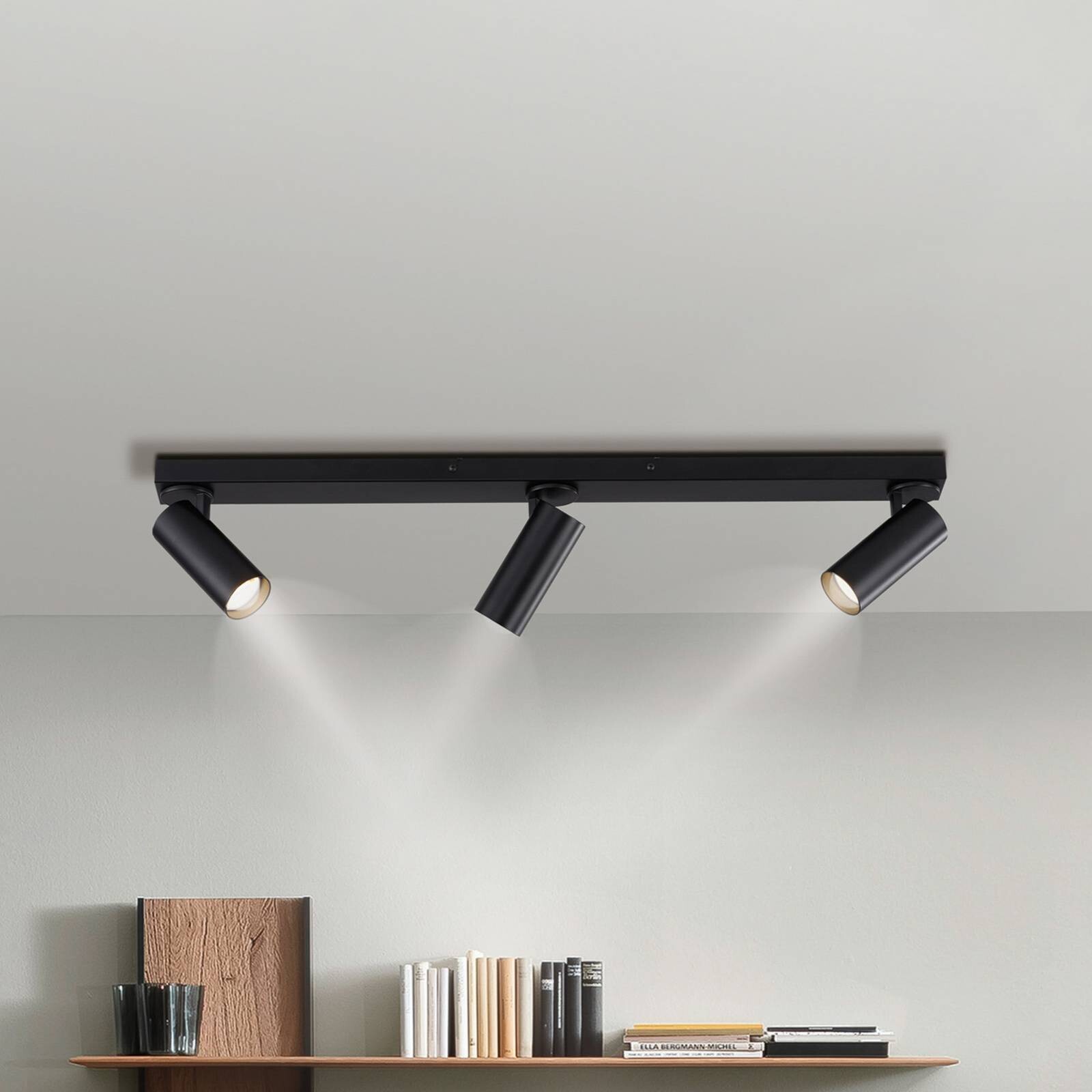 Stropné bodové svetlá RIK, čierny, 3-pl., 89 cm, kov, GU10-LED