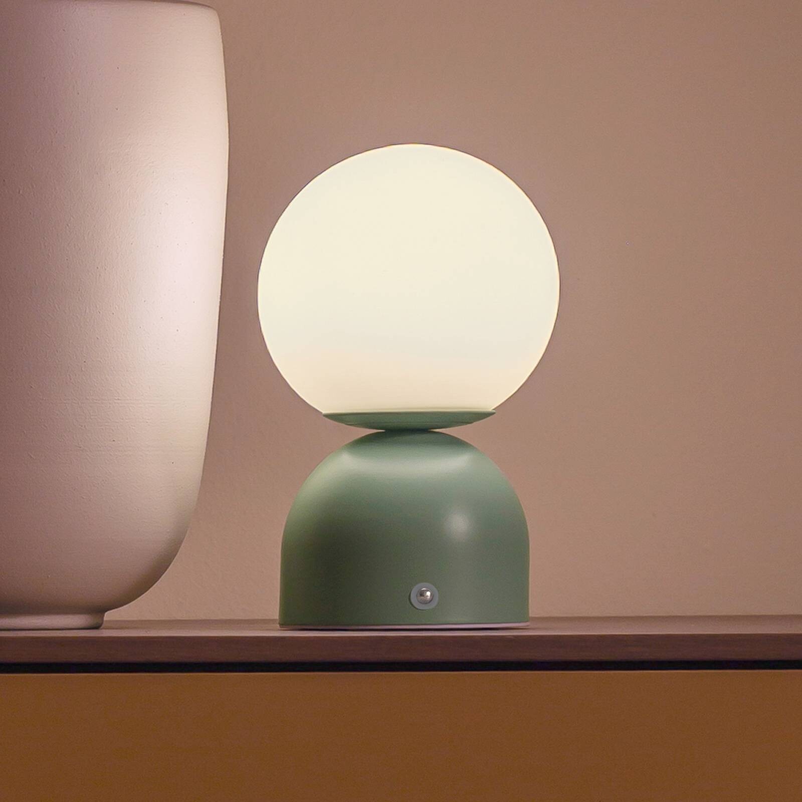 Stolová LED lampa na akumulátor RUDI, zelená, výška 20 cm, CCT, dotykové