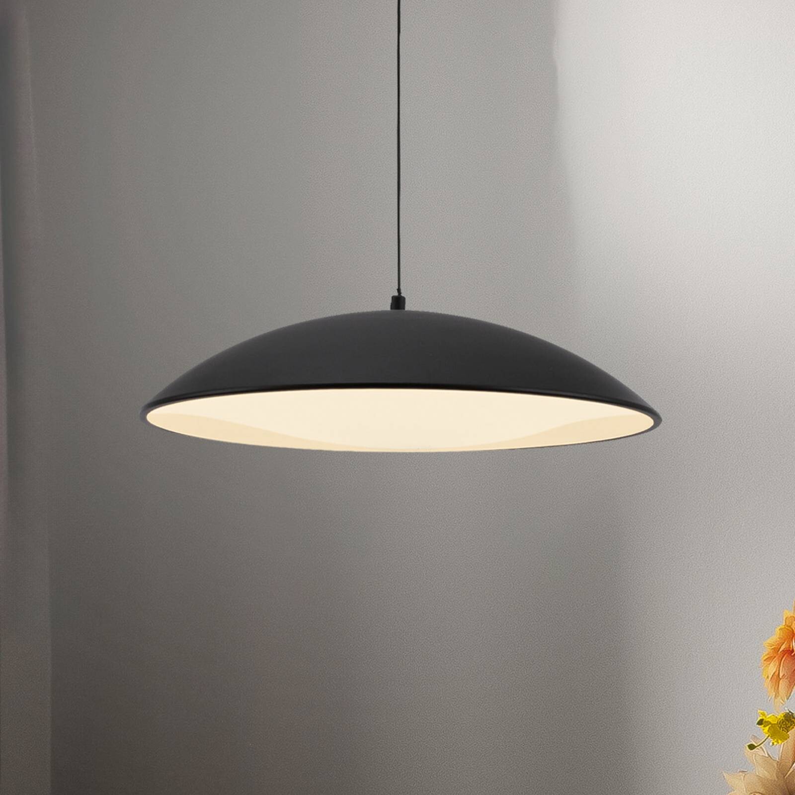 LED závesné svietidlo LENTE, čierne, Ø 40 cm, kov, Switchdim