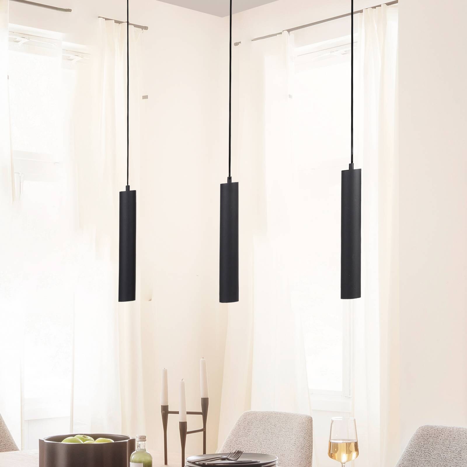 LED závesné svietidlo DANTE, čierna, 3 x GU10, dĺžka 90 cm, kov