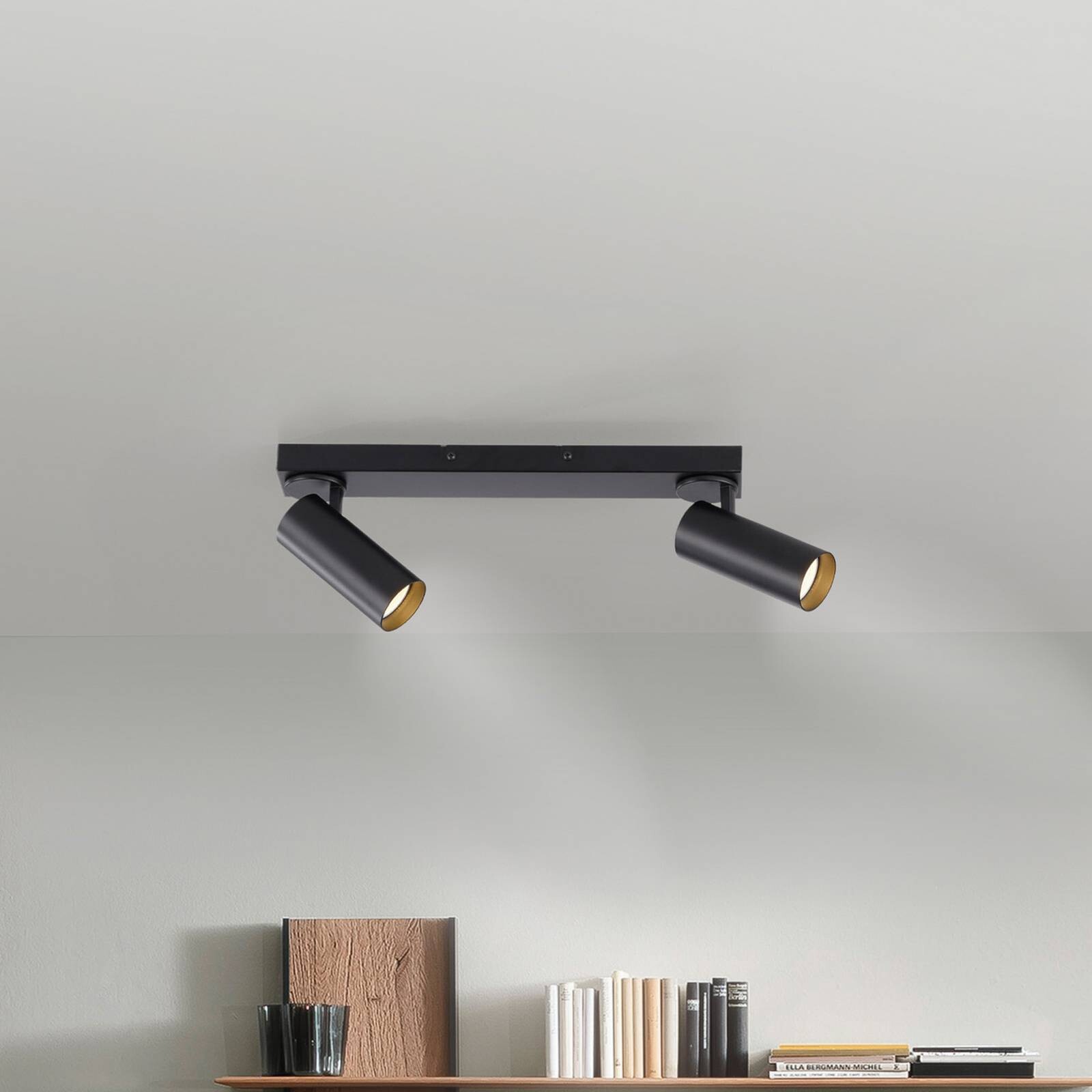 Stropné bodové svetlá RIK, čierny, 2-pl., 59 cm, kov, GU10-LED