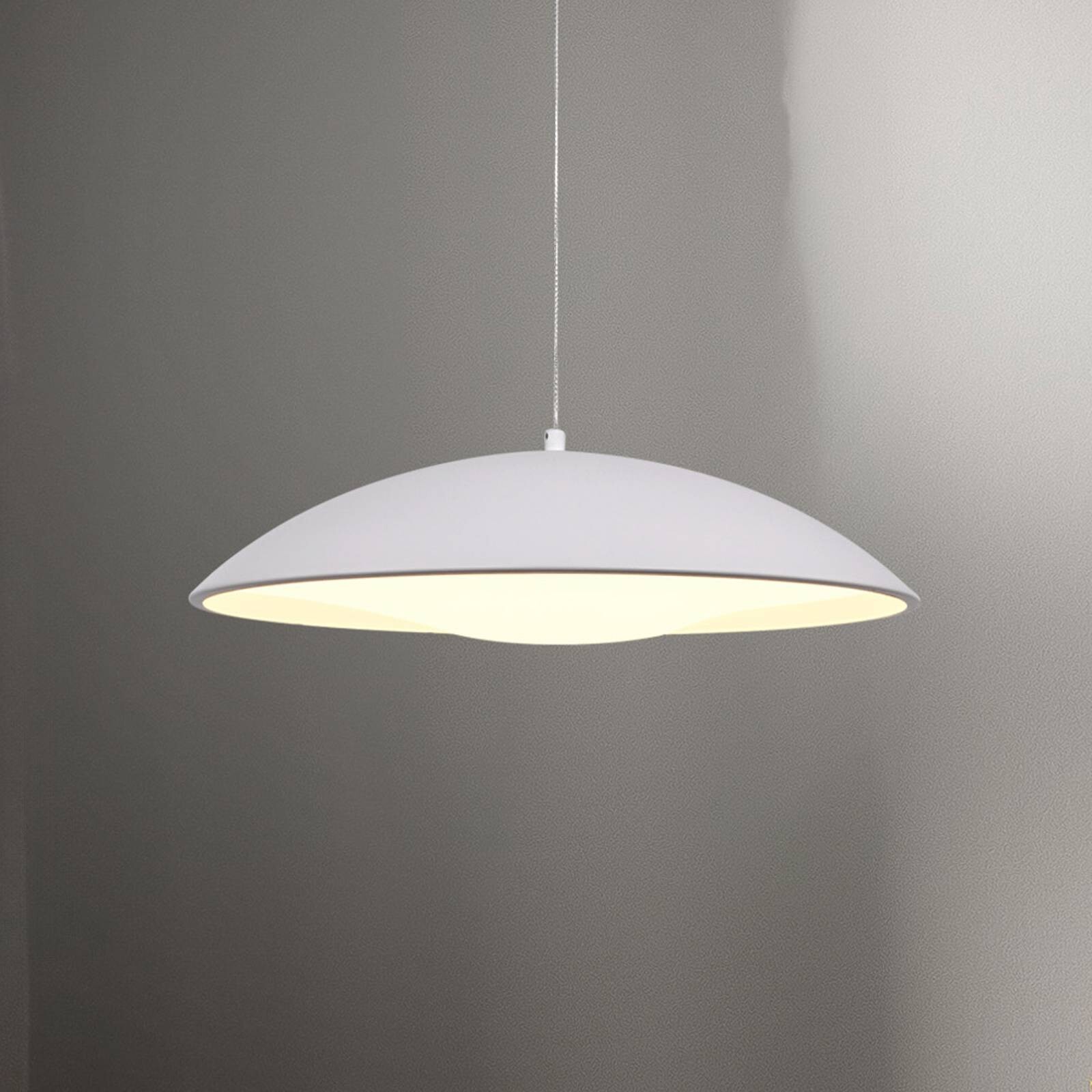 LED závesné svietidlo LENTE, biele, Ø 40 cm, kov, Switchdim