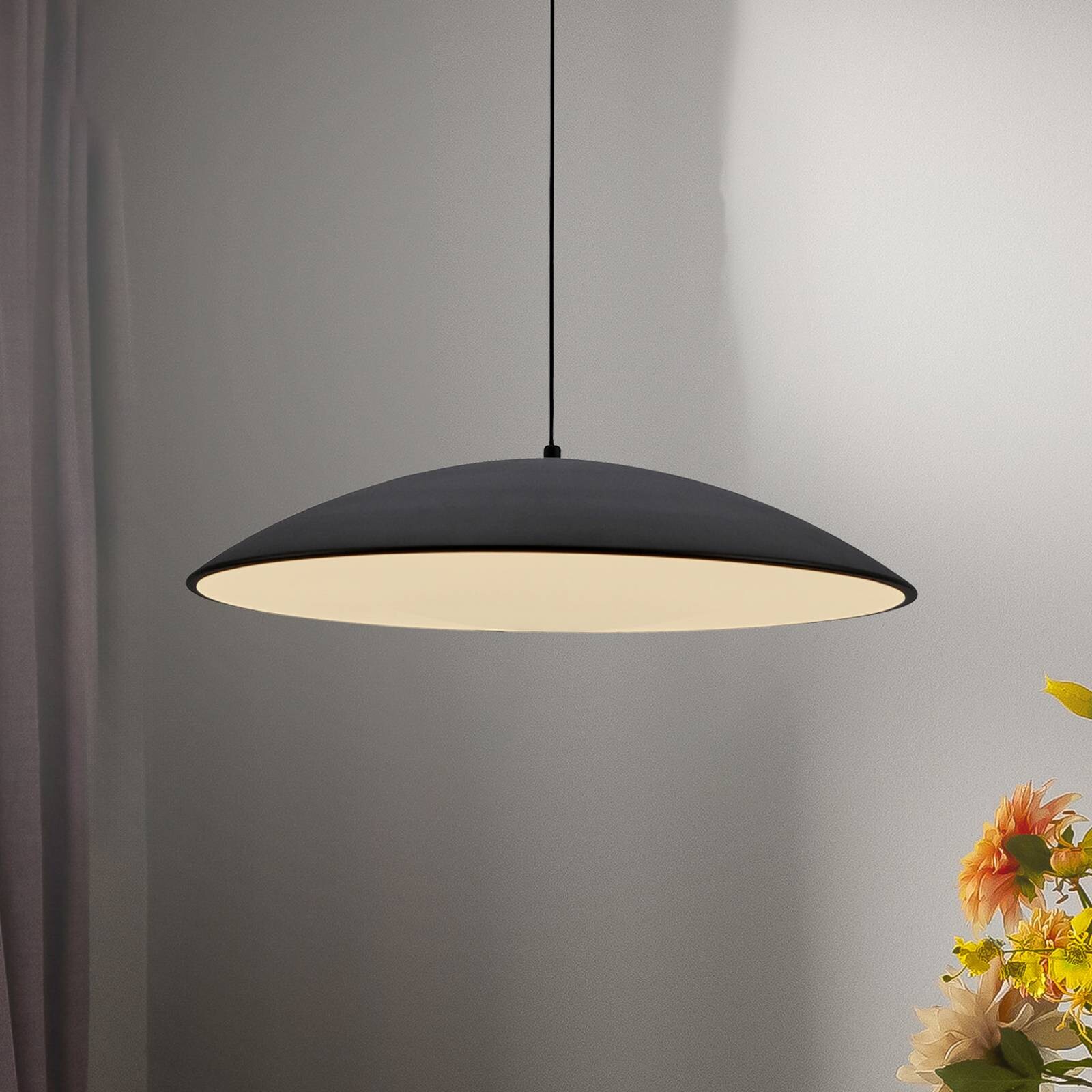 LED závesné svietidlo LENTE, čierne, Ø 50 cm, kov, Switchdim