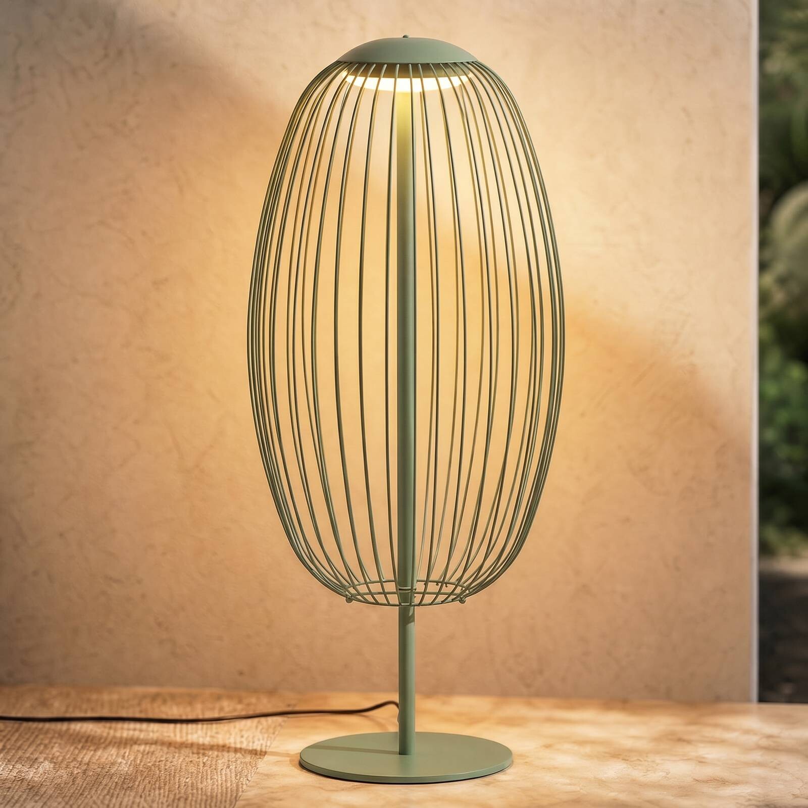 Vonkajšia LED stĺpová lampa Lucande Richi, zelená, výška 90 cm, IP44