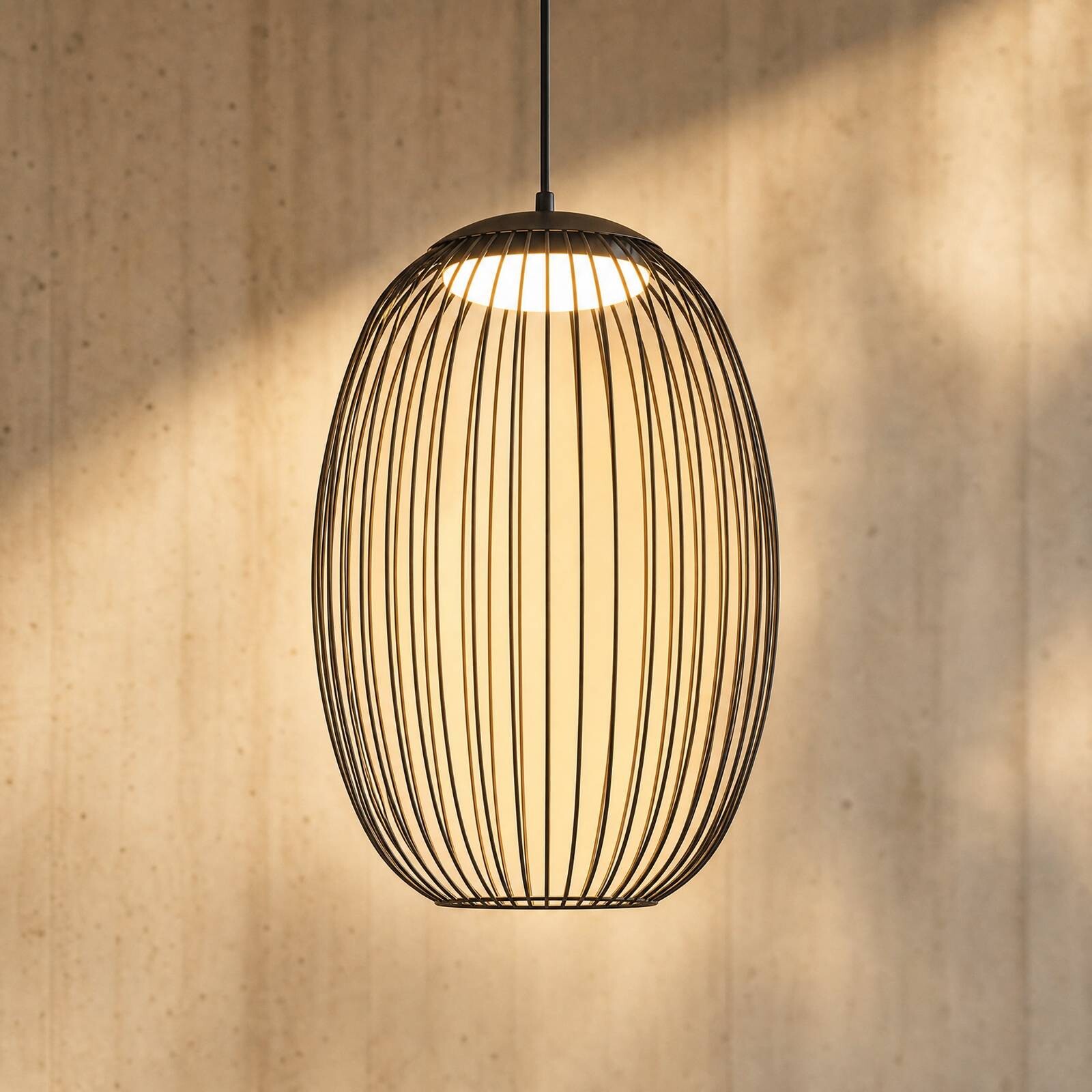 Vonkajšie závesné LED svietidlo Lucande Richi, čierne, 40 cm, stmievateľné