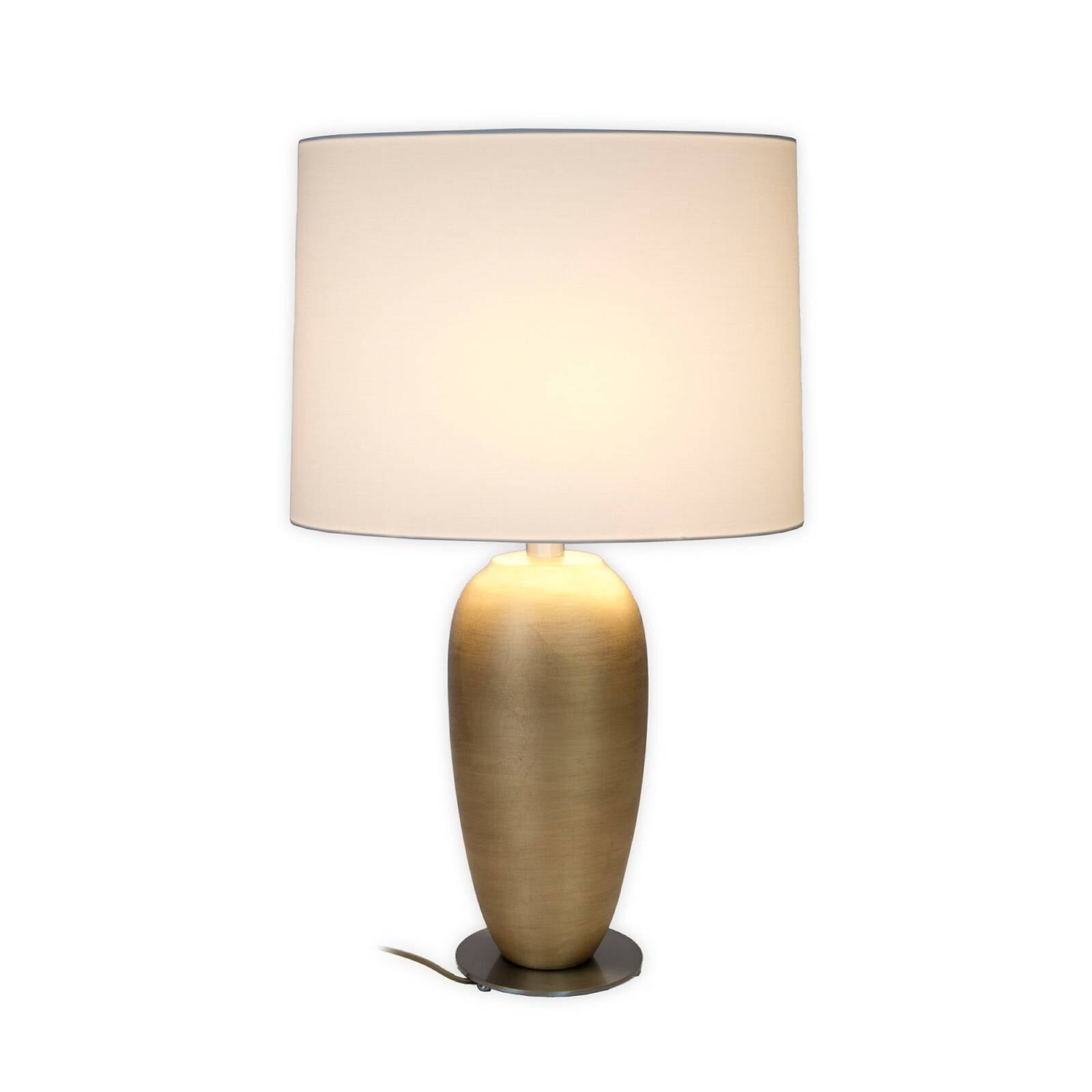 Stolová lampa OMEGA OVAL, zlatá/biela, výška 65 cm, keramika, E27