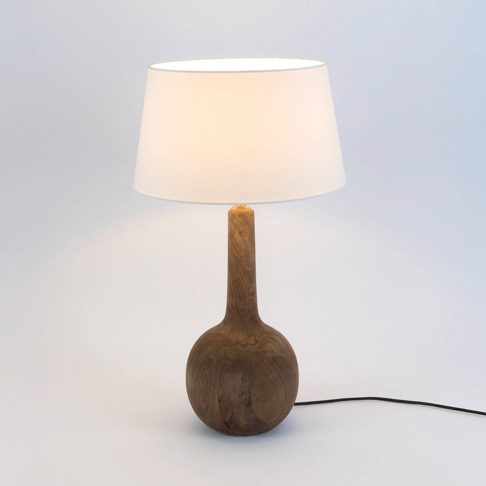 Stolová lampa VEZZANA, prírodná/écru, výška 47 cm, mangové drevo, E27