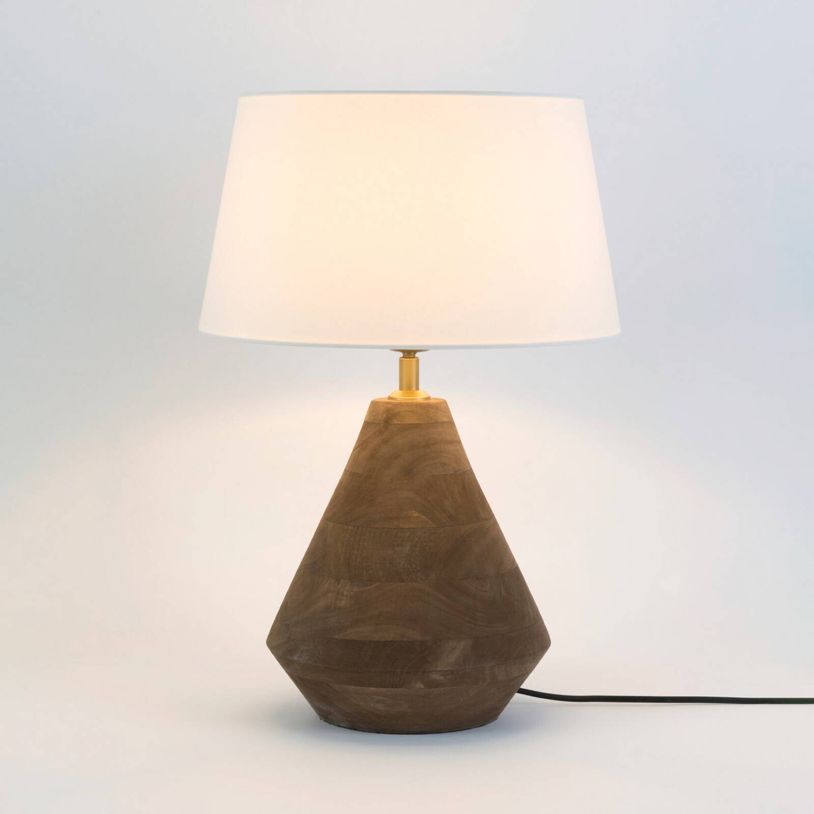 Stolová lampa CAPANNE, prírodná/écru, výška 37 cm, mangové drevo, E27