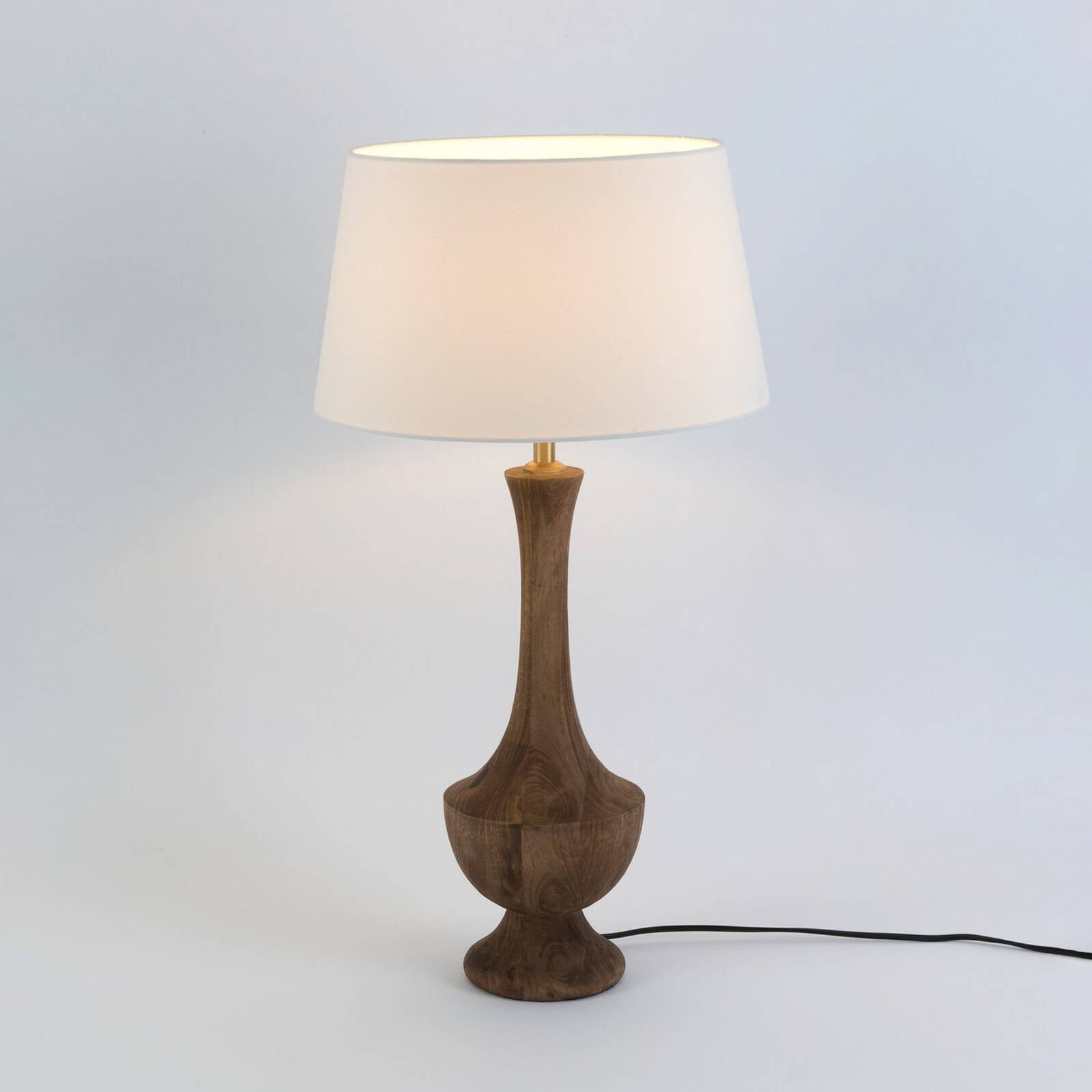 Stolová lampa SUBASIO, prírodná/écru, výška 50 cm, mangové drevo, E27